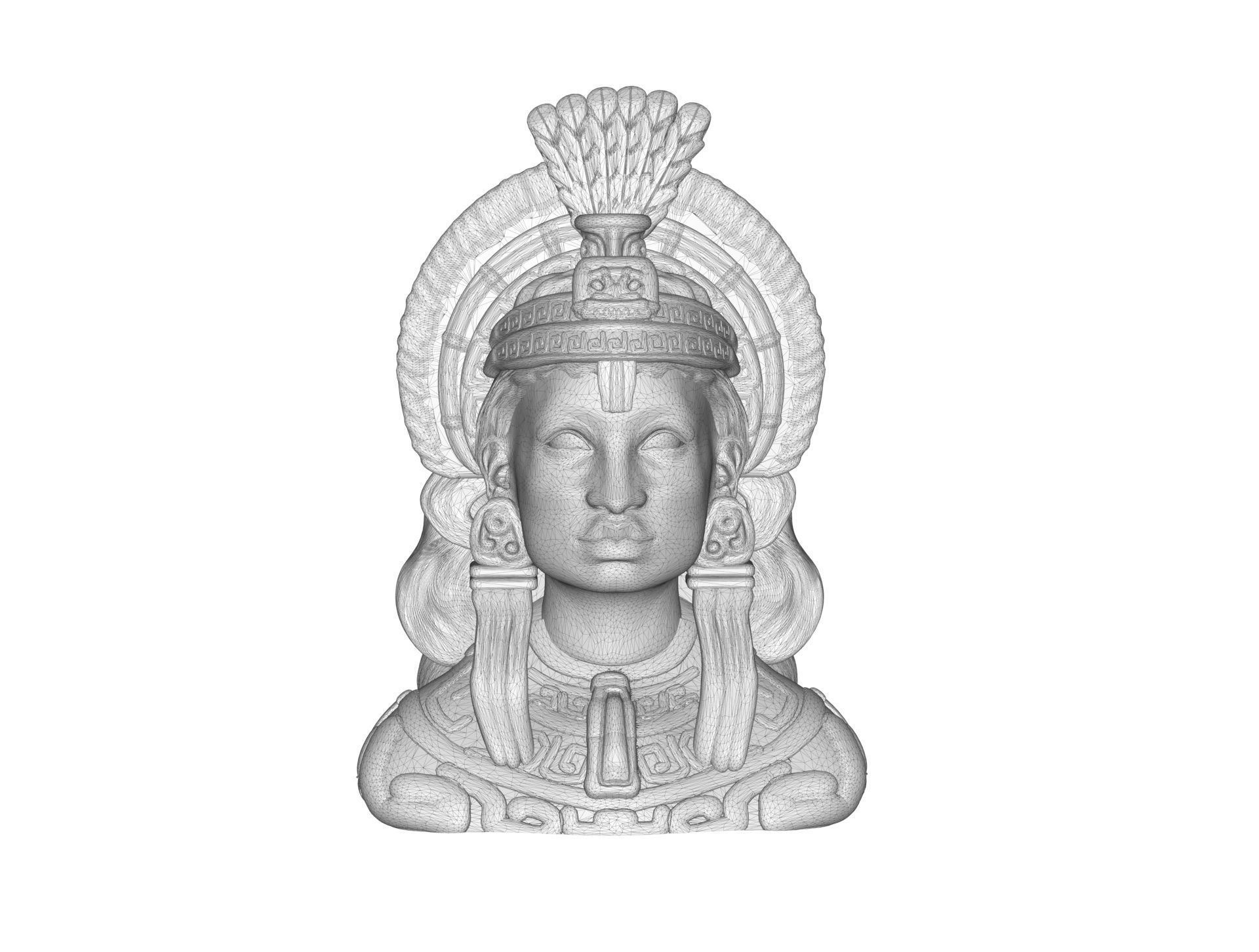 Ancient Mayan Woman Bust 3D print model_5