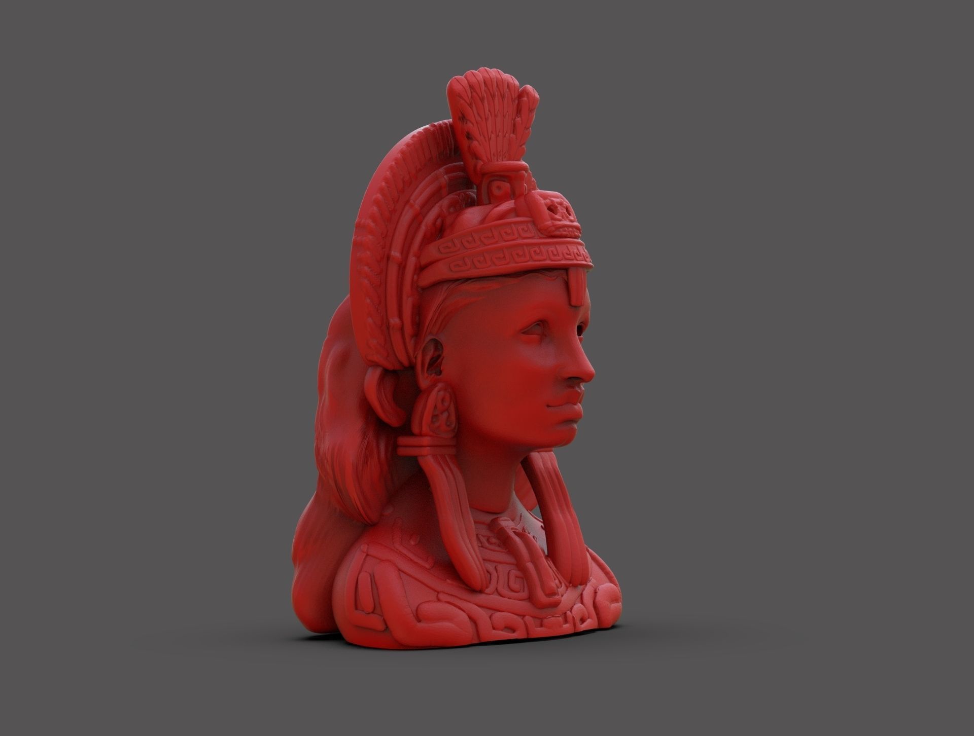 Ancient Mayan Woman Bust 3D print model_4