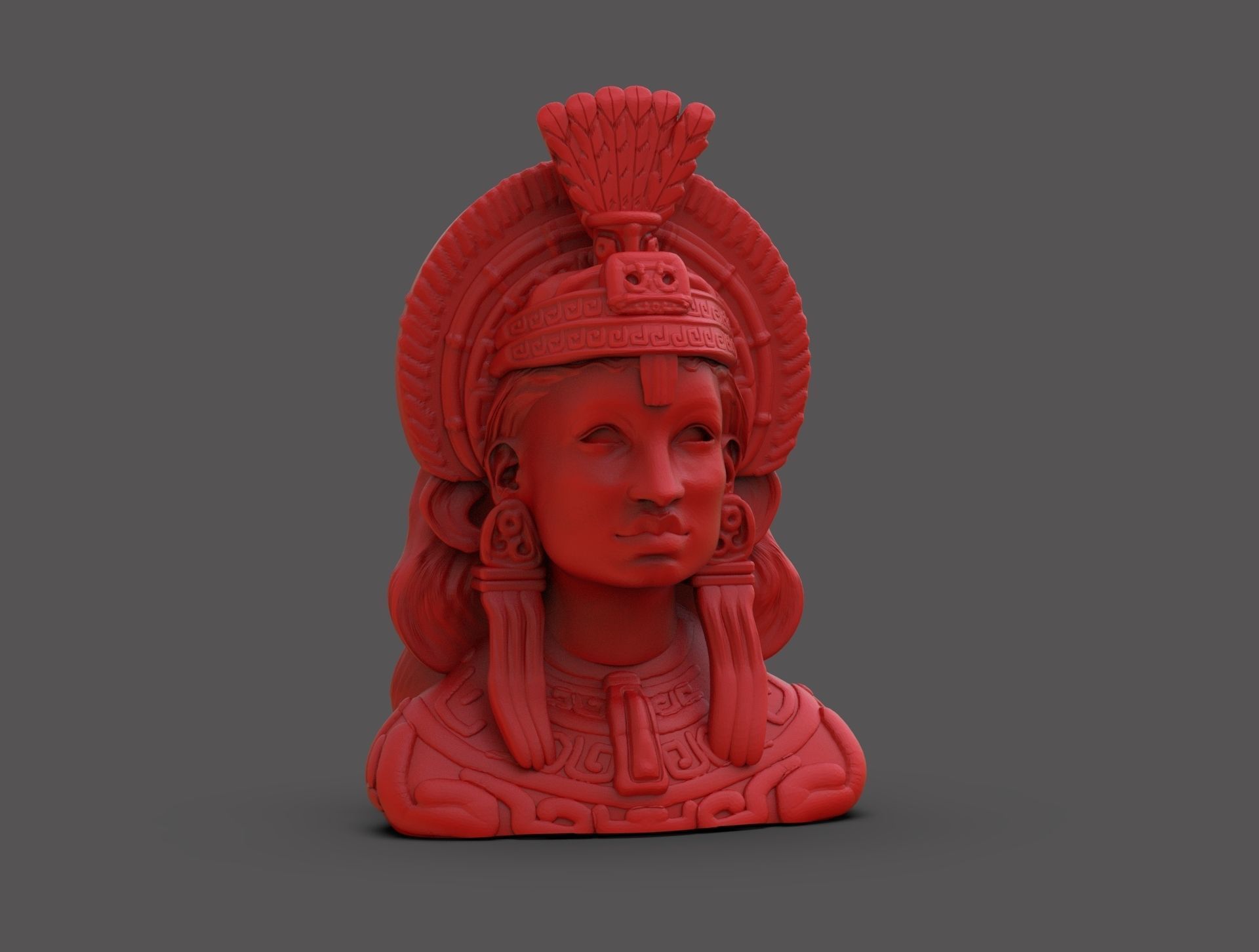 Ancient Mayan Woman Bust 3D print model_2