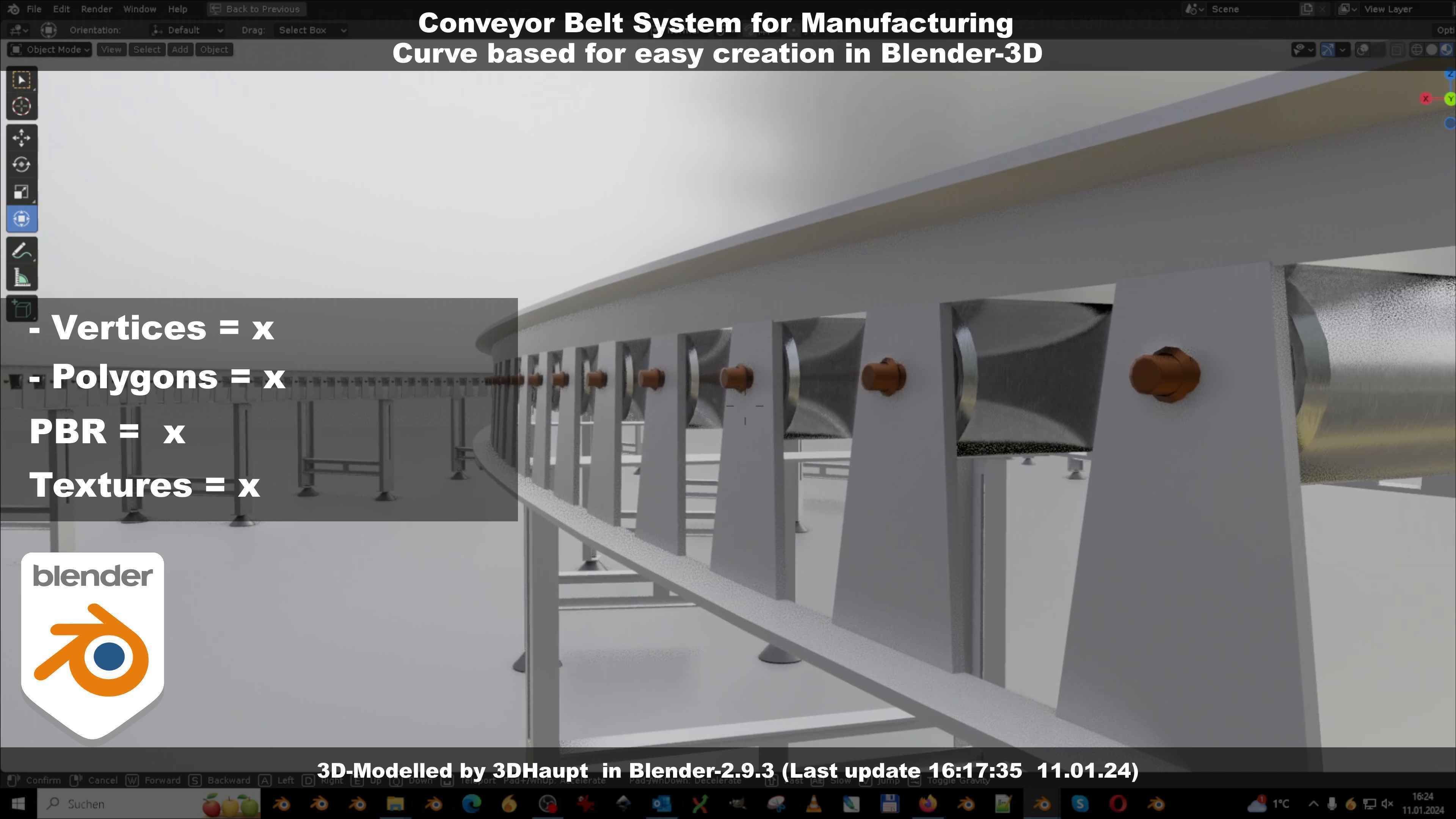 Conveyor belt system for Manufacturing 3D model_118