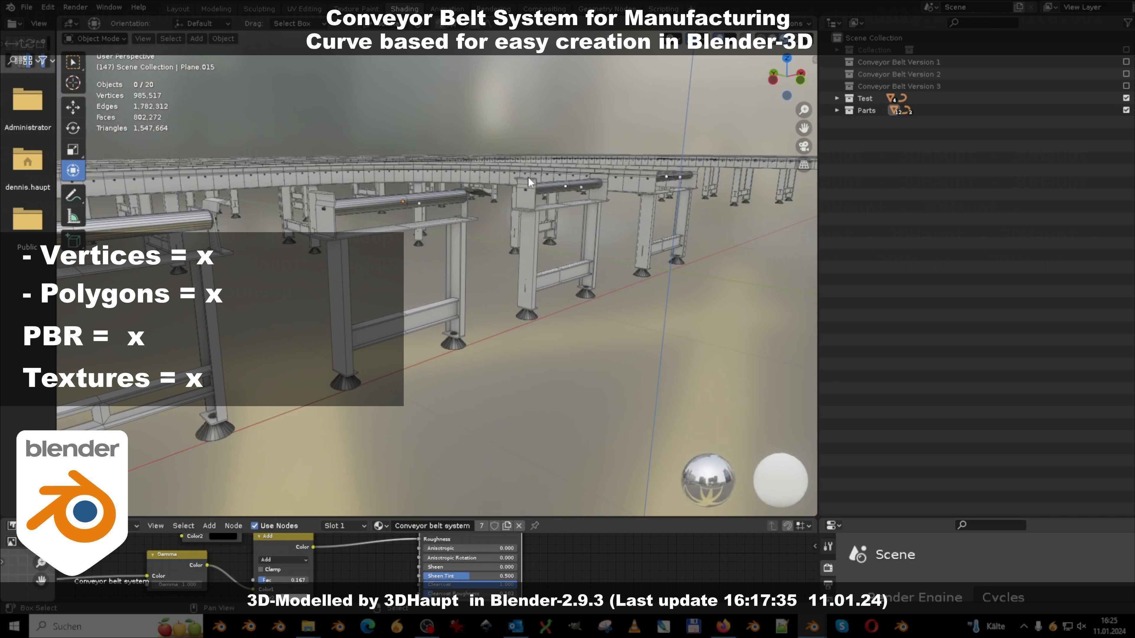 Conveyor belt system for Manufacturing 3D model_97