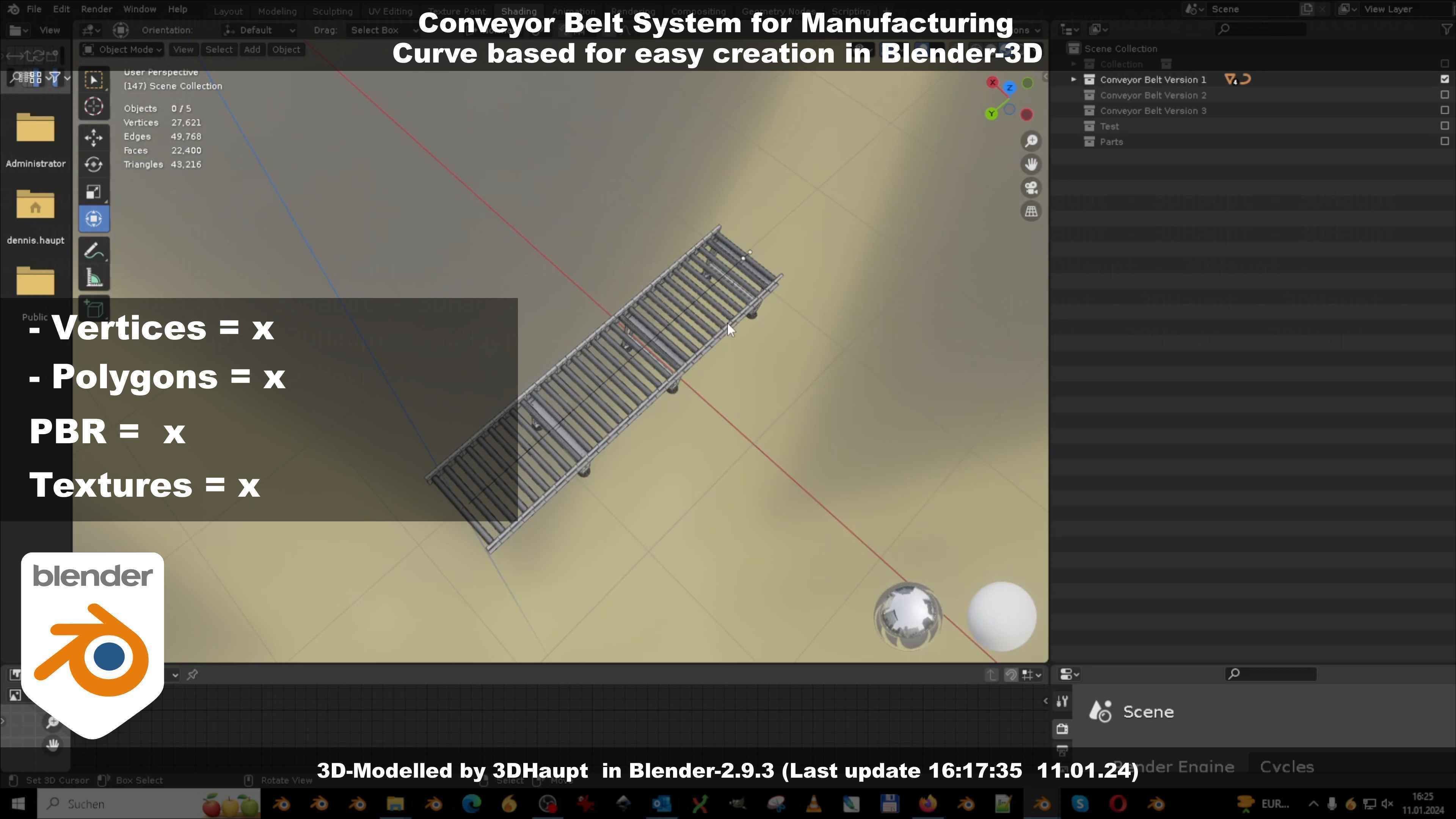 Conveyor belt system for Manufacturing 3D model_36