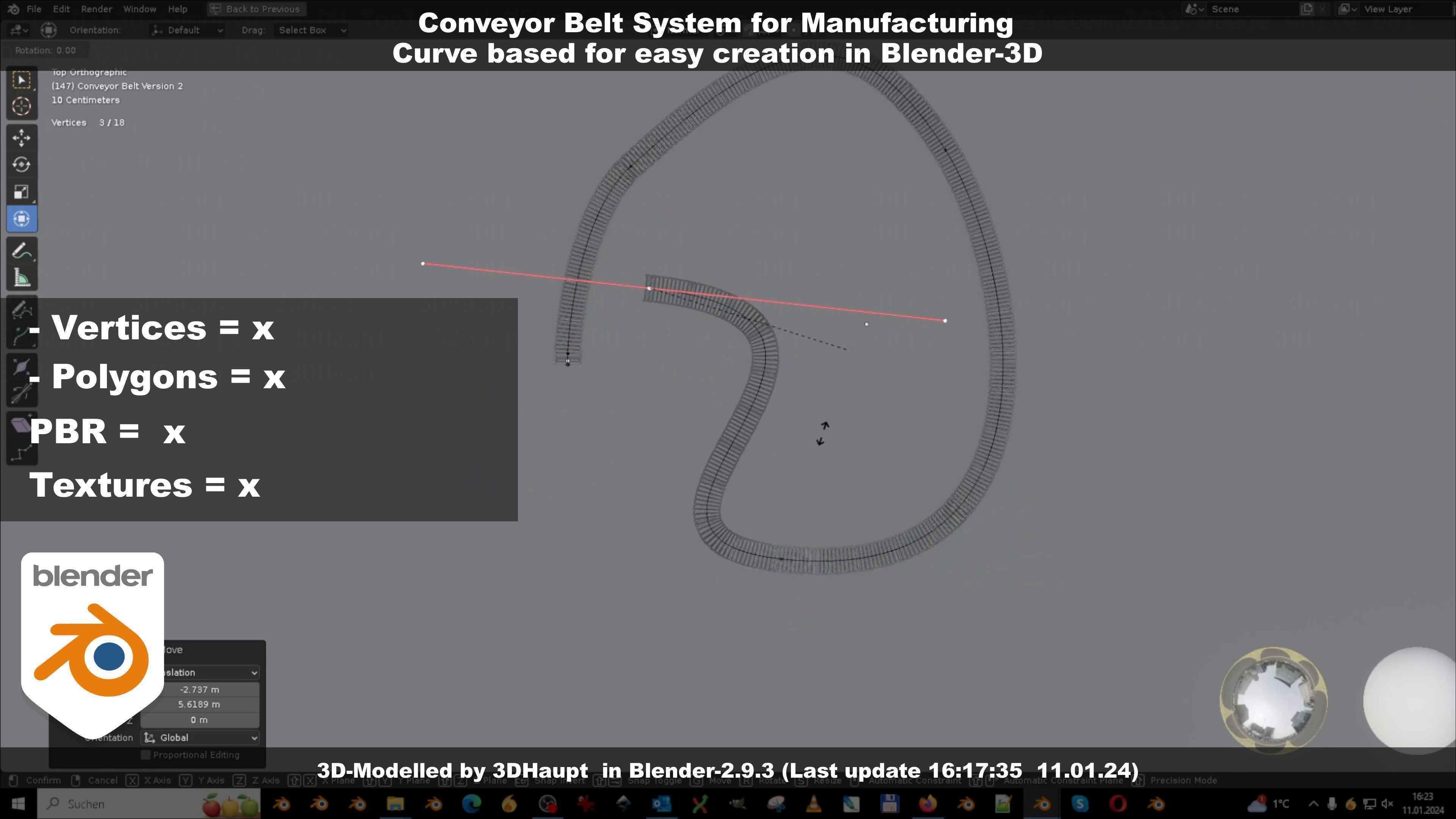 Conveyor belt system for Manufacturing 3D model_116