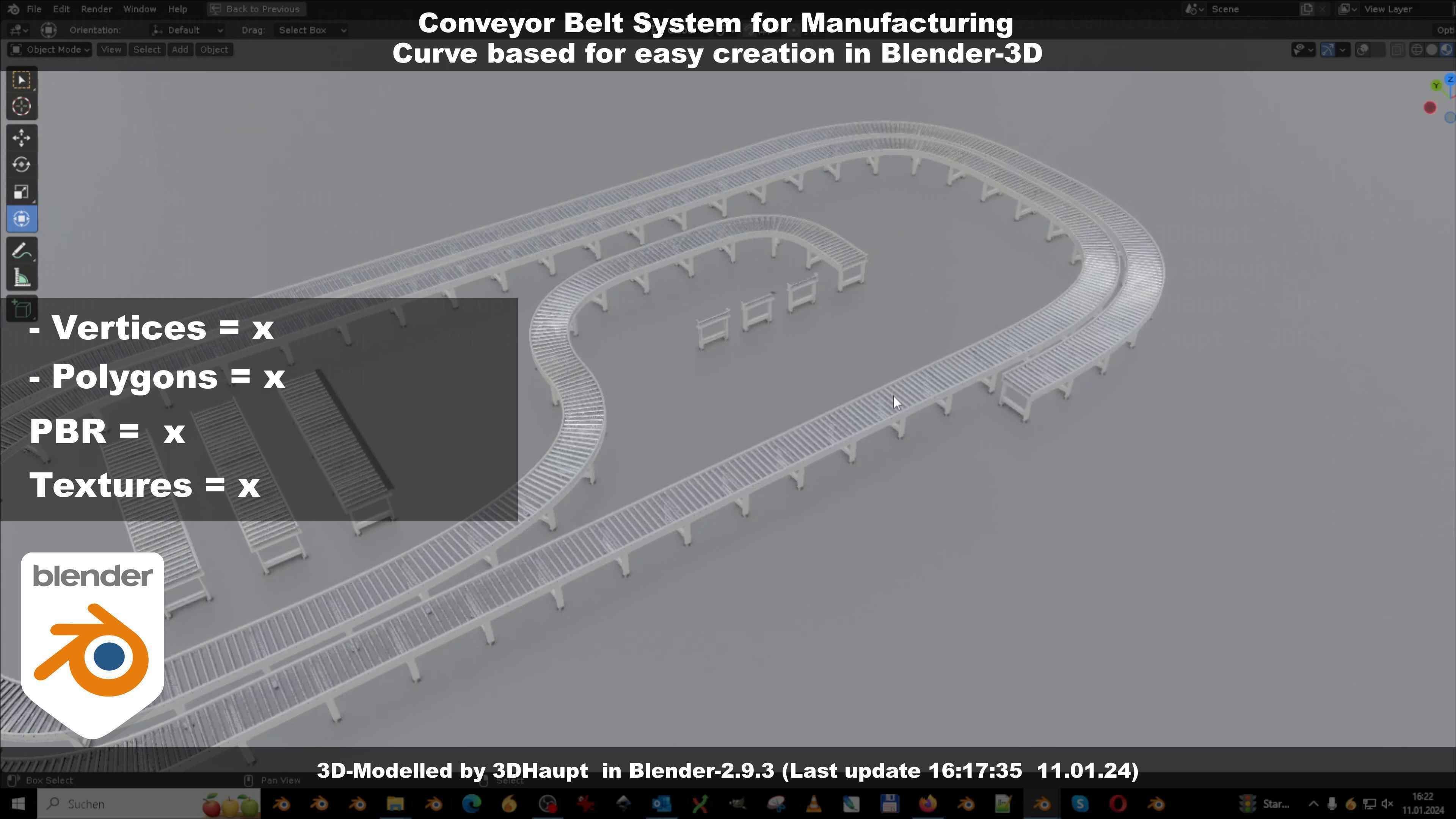 Conveyor belt system for Manufacturing 3D model_143