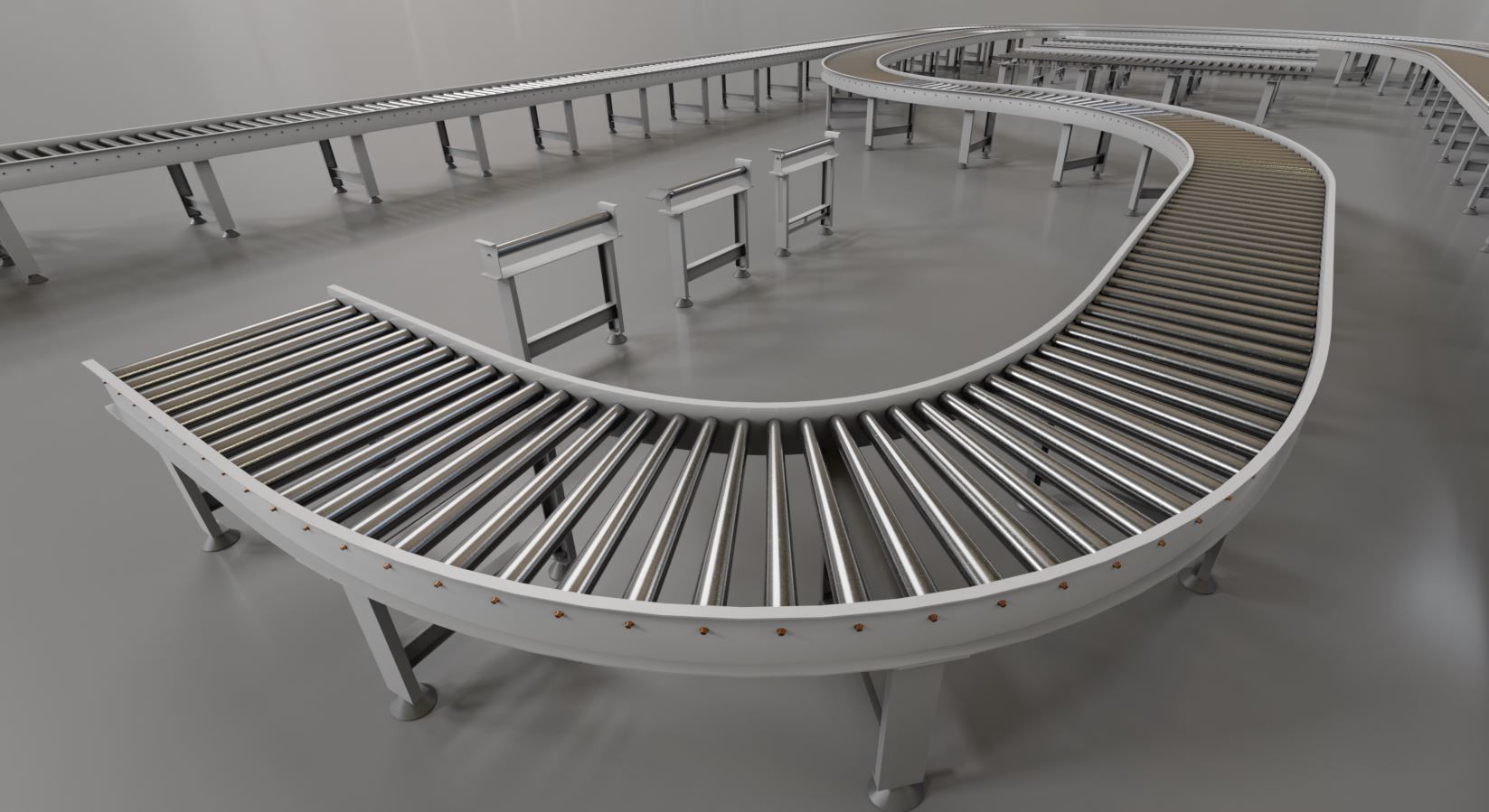 Conveyor belt system for Manufacturing 3D model_3
