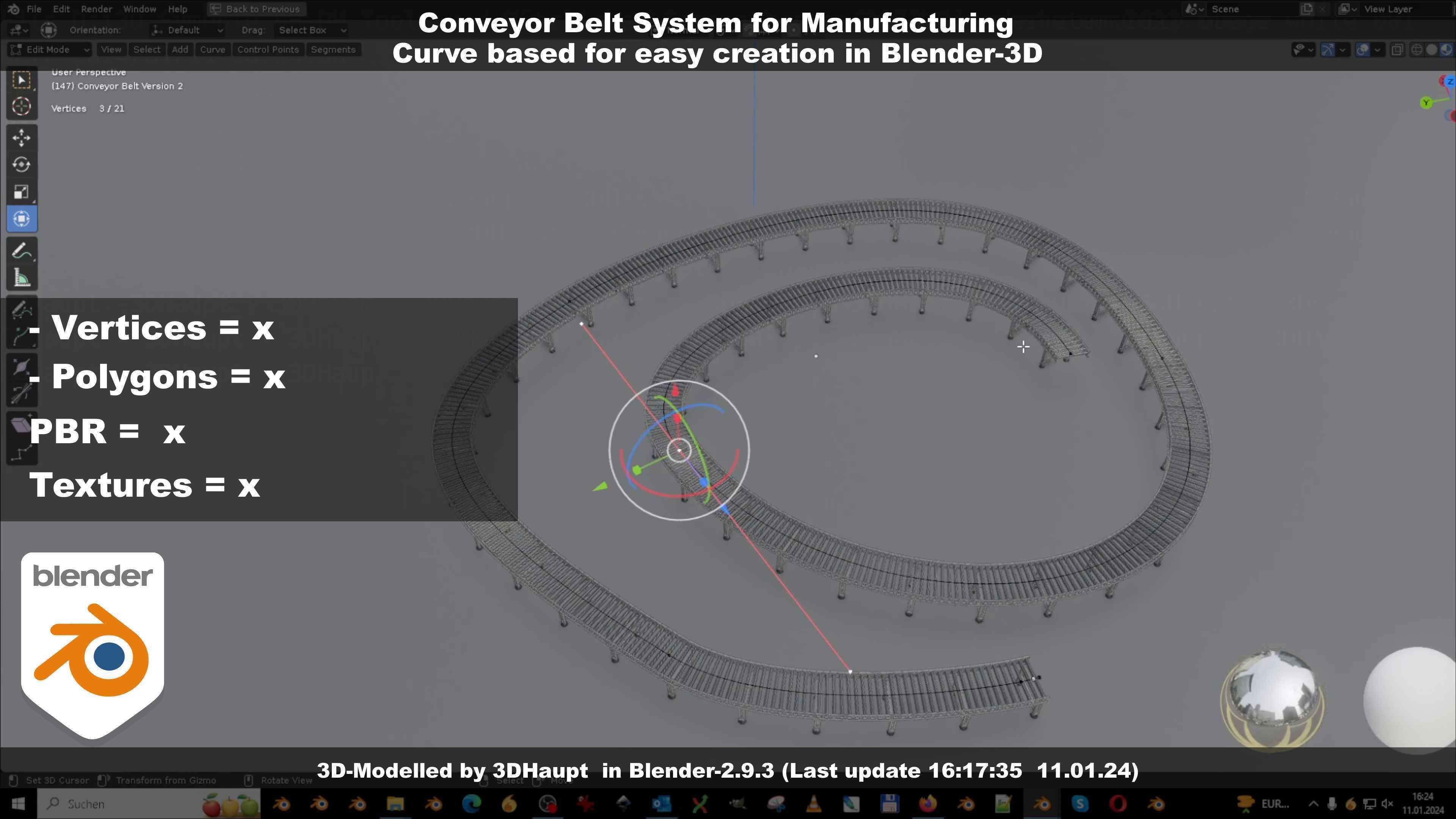 Conveyor belt system for Manufacturing 3D model_124