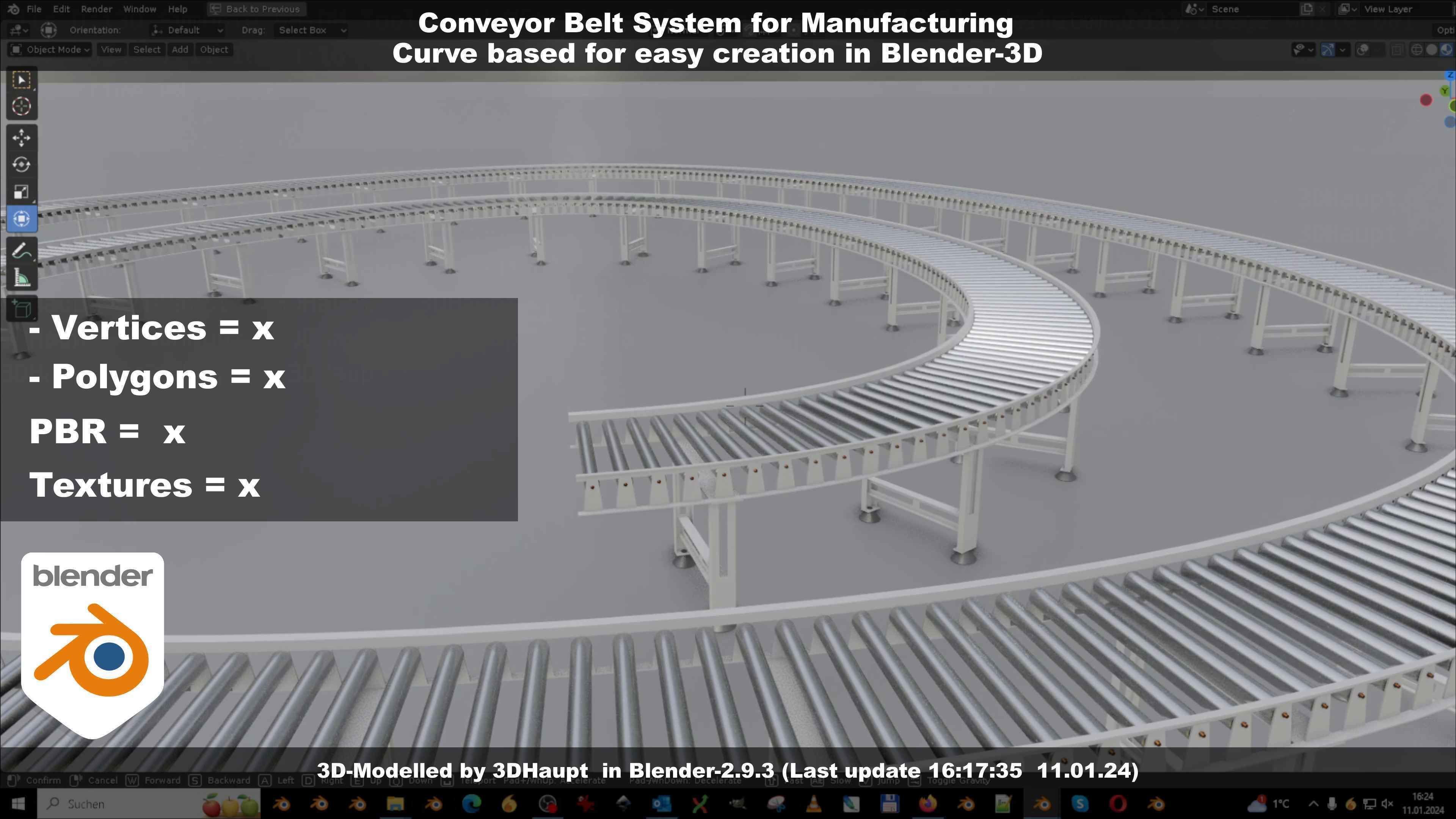 Conveyor belt system for Manufacturing 3D model_123
