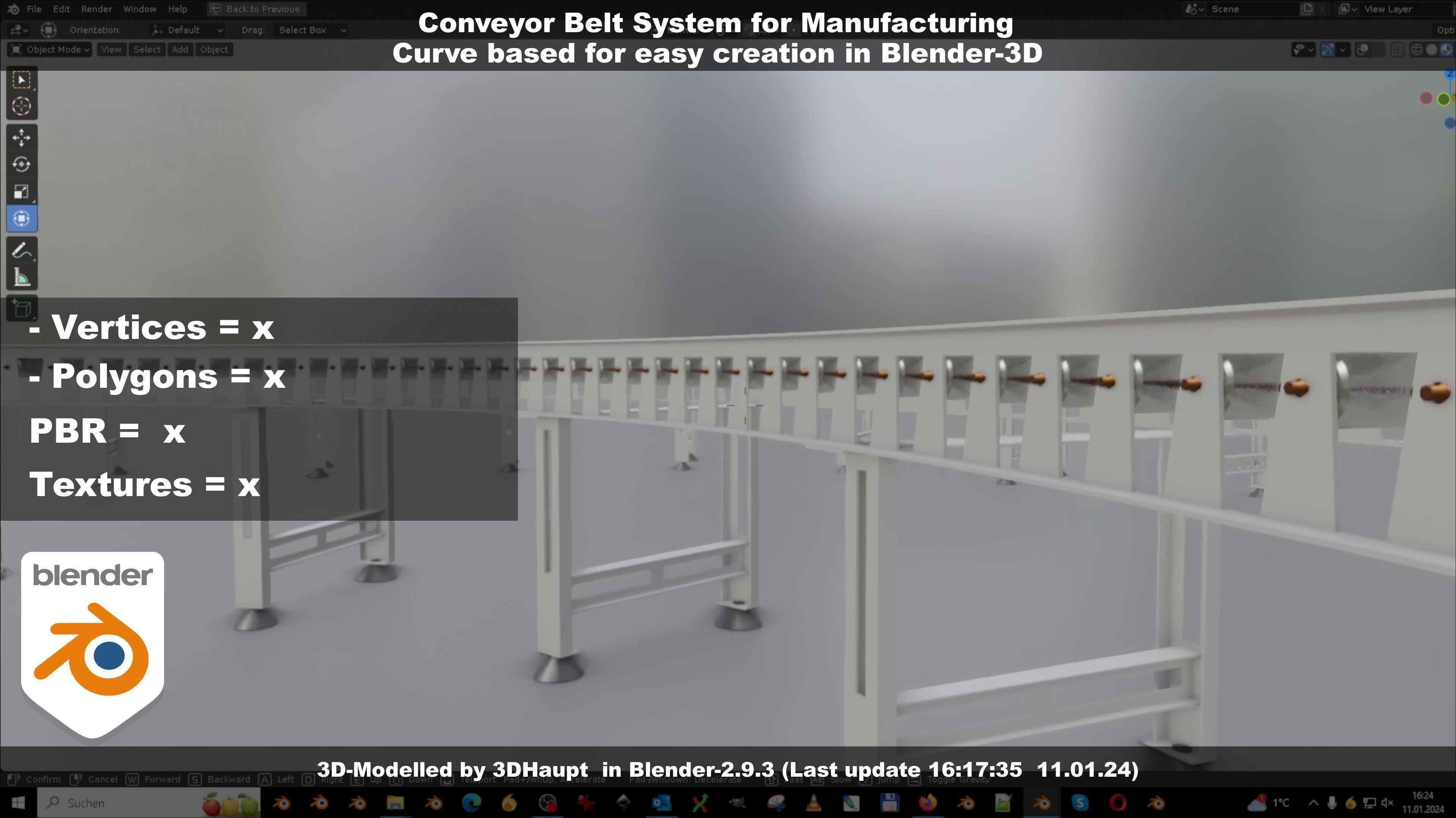 Conveyor belt system for Manufacturing 3D model_69