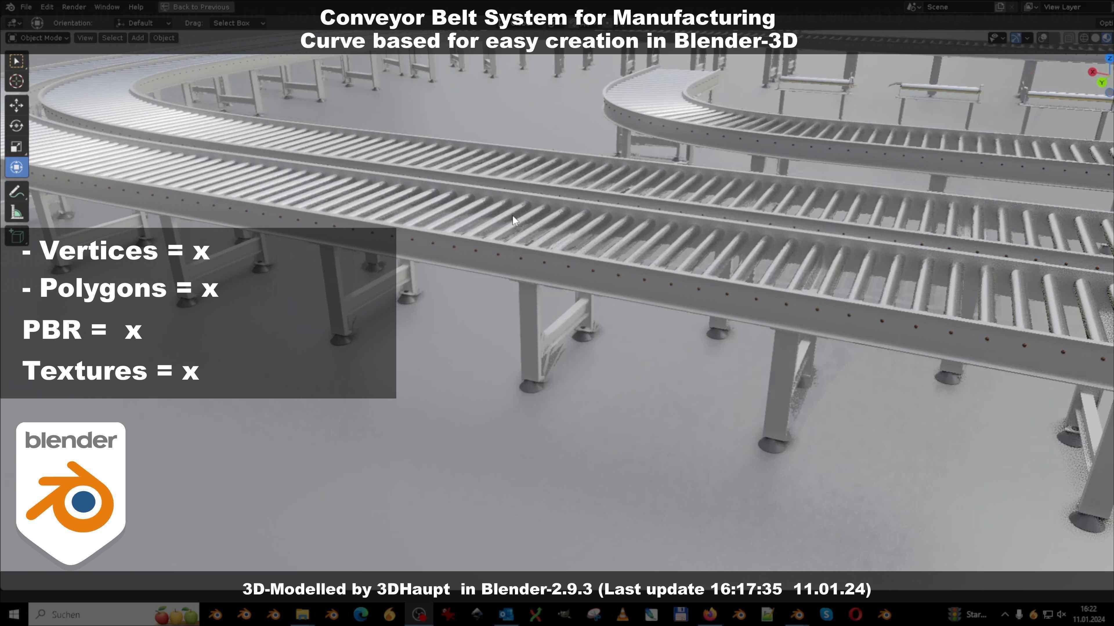 Conveyor belt system for Manufacturing 3D model_140