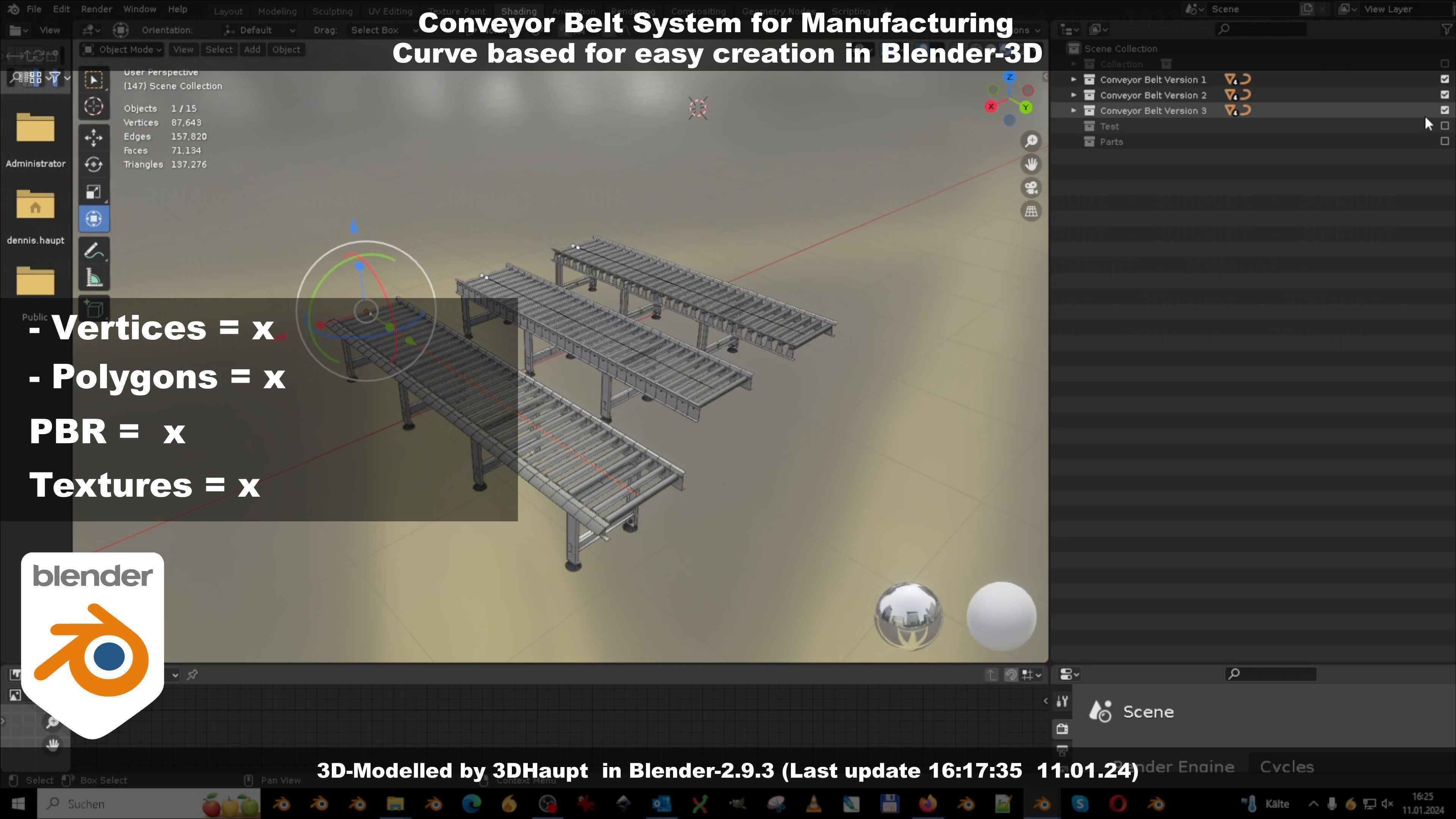 Conveyor belt system for Manufacturing 3D model_138