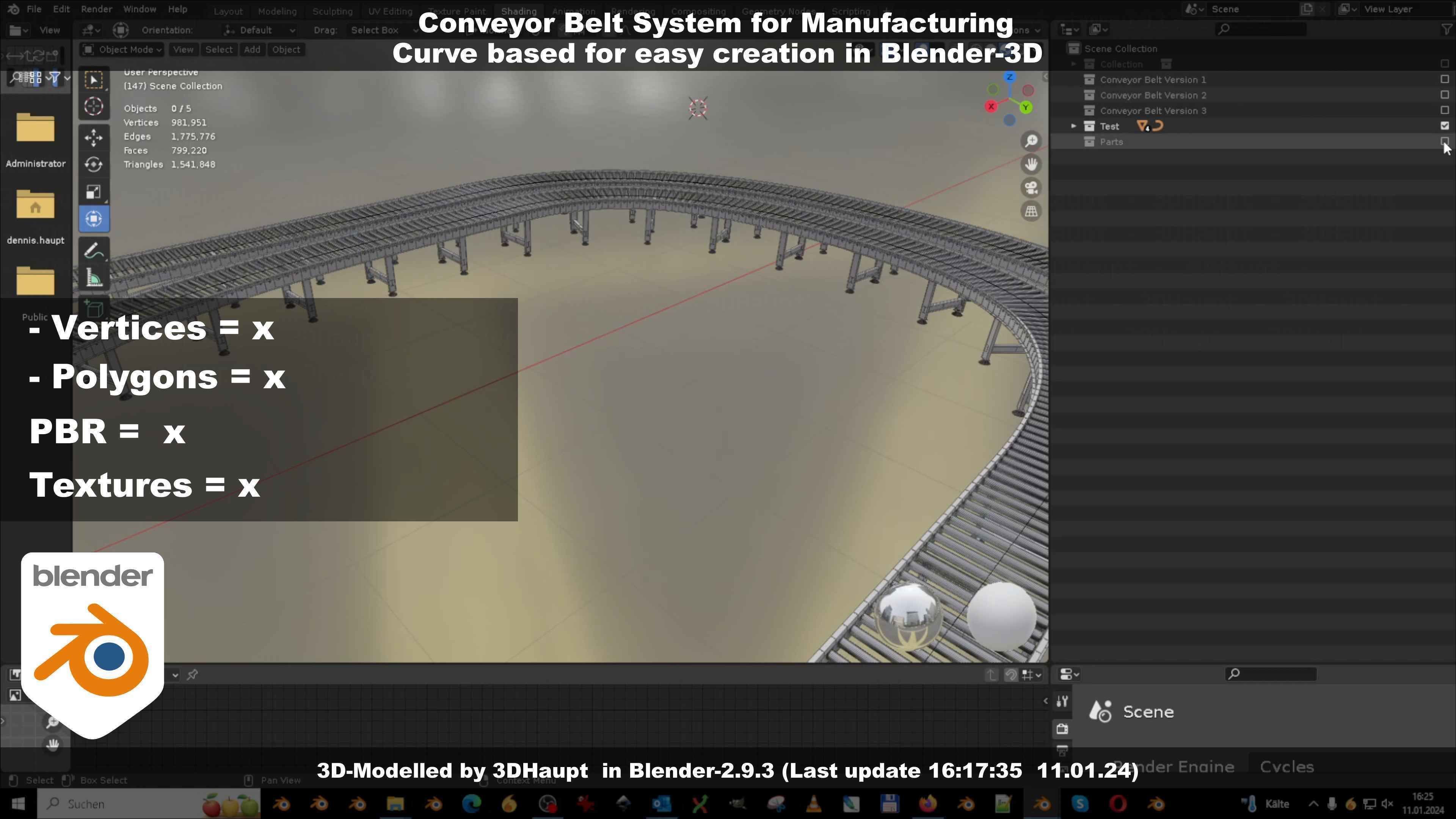 Conveyor belt system for Manufacturing 3D model_37