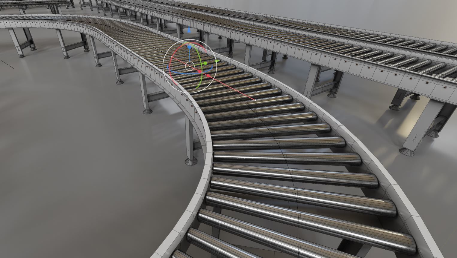 Conveyor belt system for Manufacturing 3D model_6