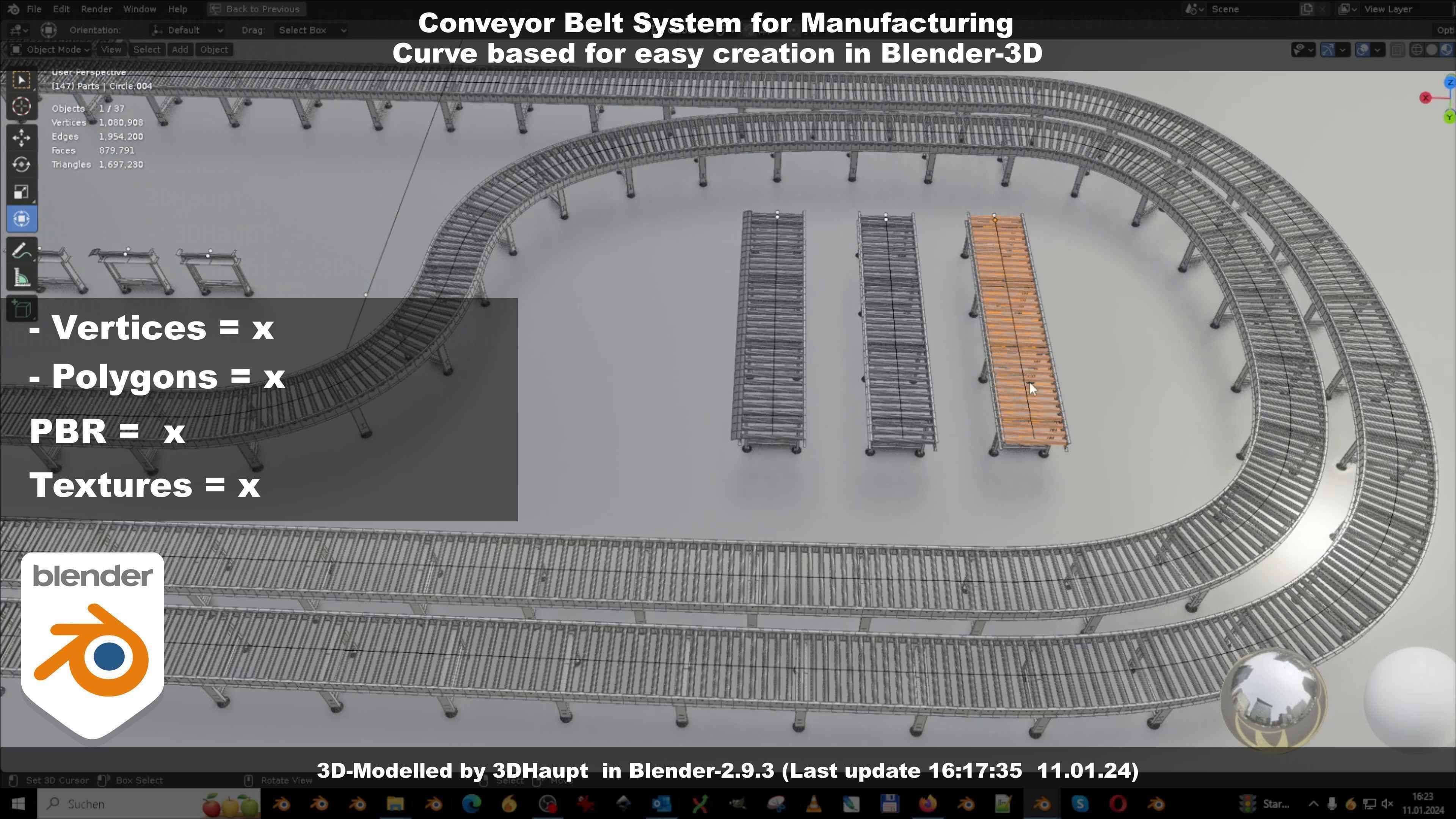 Conveyor belt system for Manufacturing 3D model_62