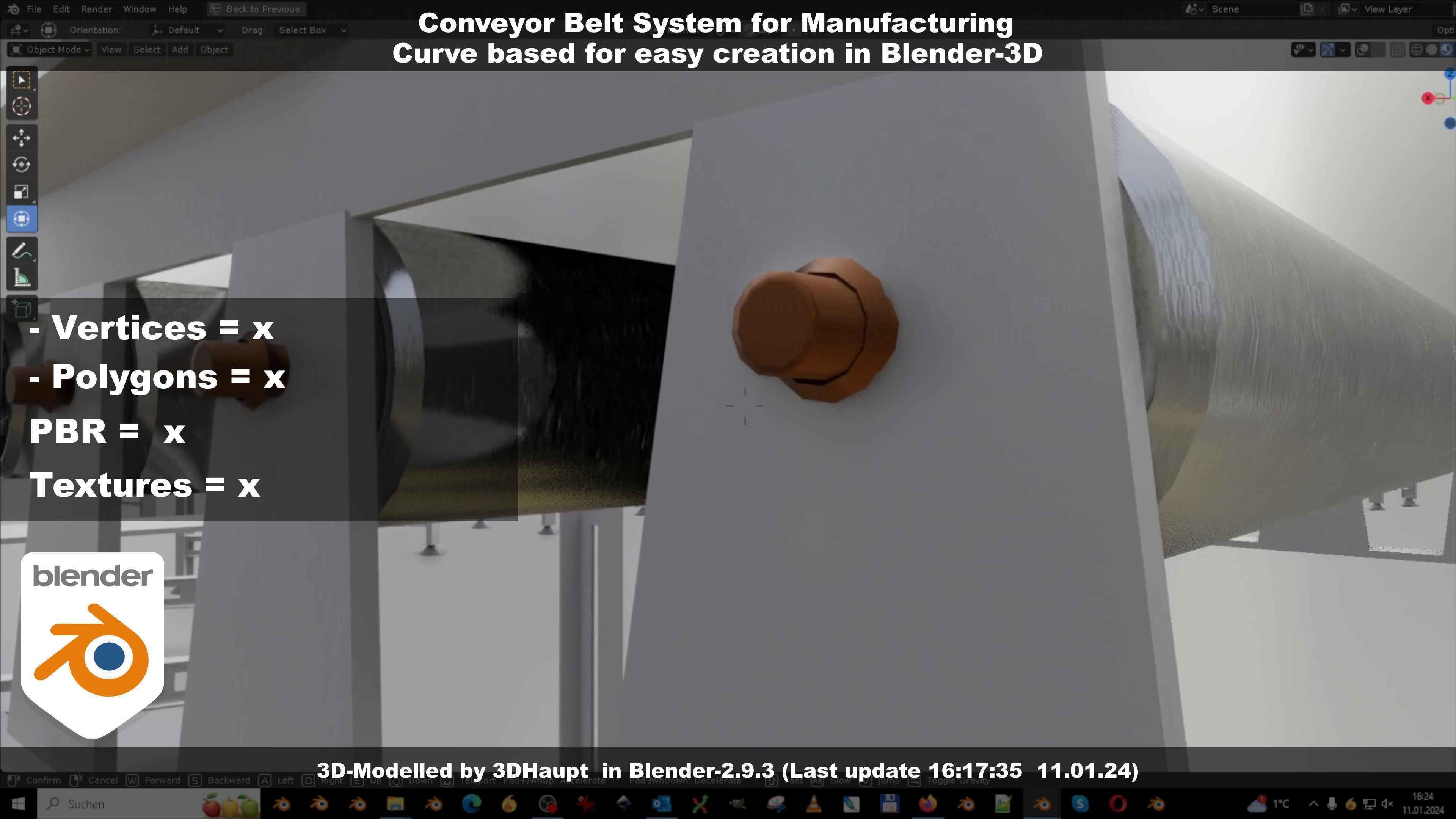 Conveyor belt system for Manufacturing 3D model_71