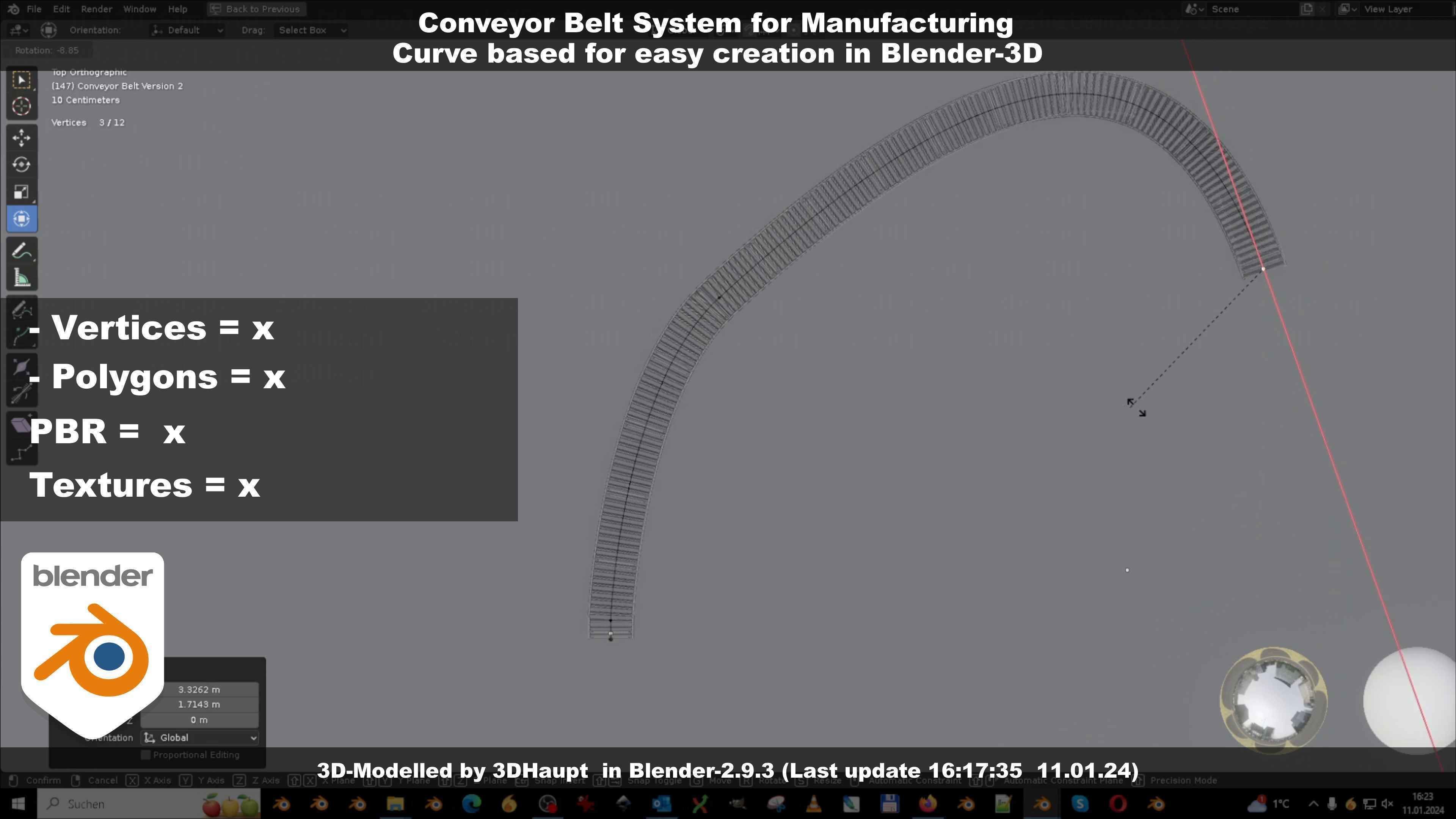 Conveyor belt system for Manufacturing 3D model_53