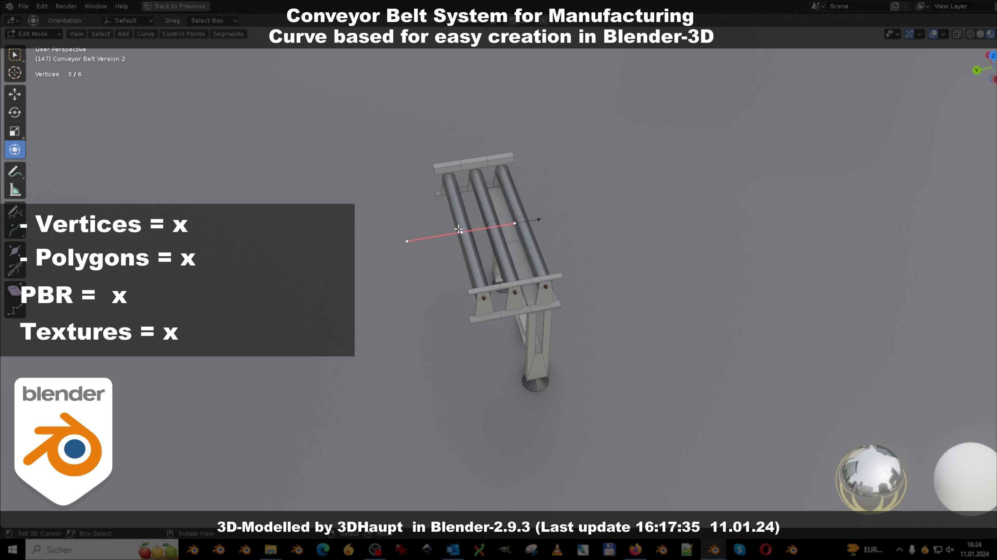 Conveyor belt system for Manufacturing 3D model_80