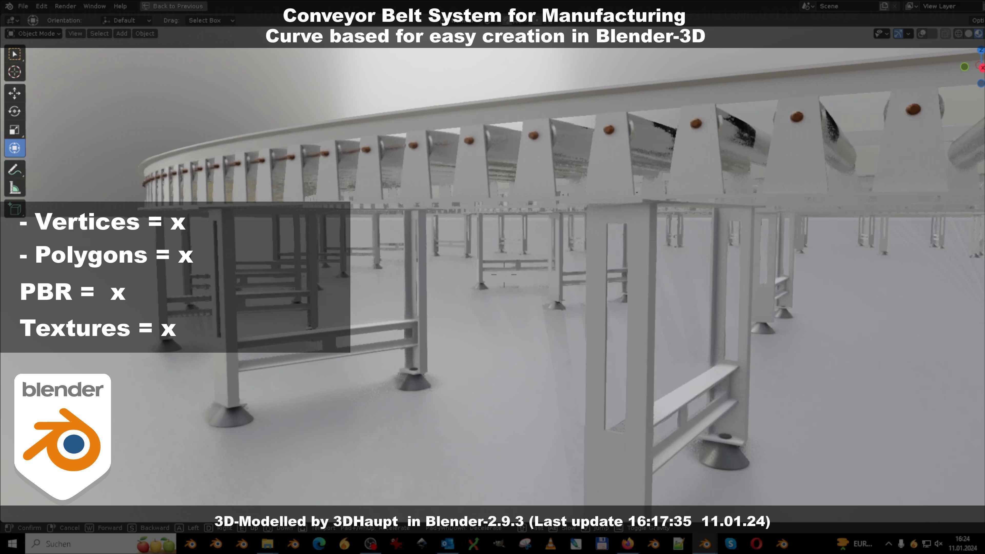Conveyor belt system for Manufacturing 3D model_28