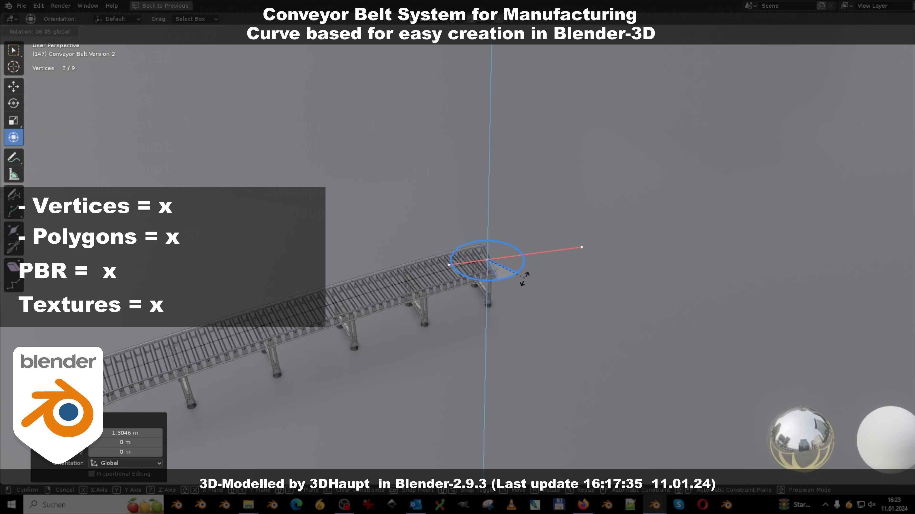 Conveyor belt system for Manufacturing 3D model_45
