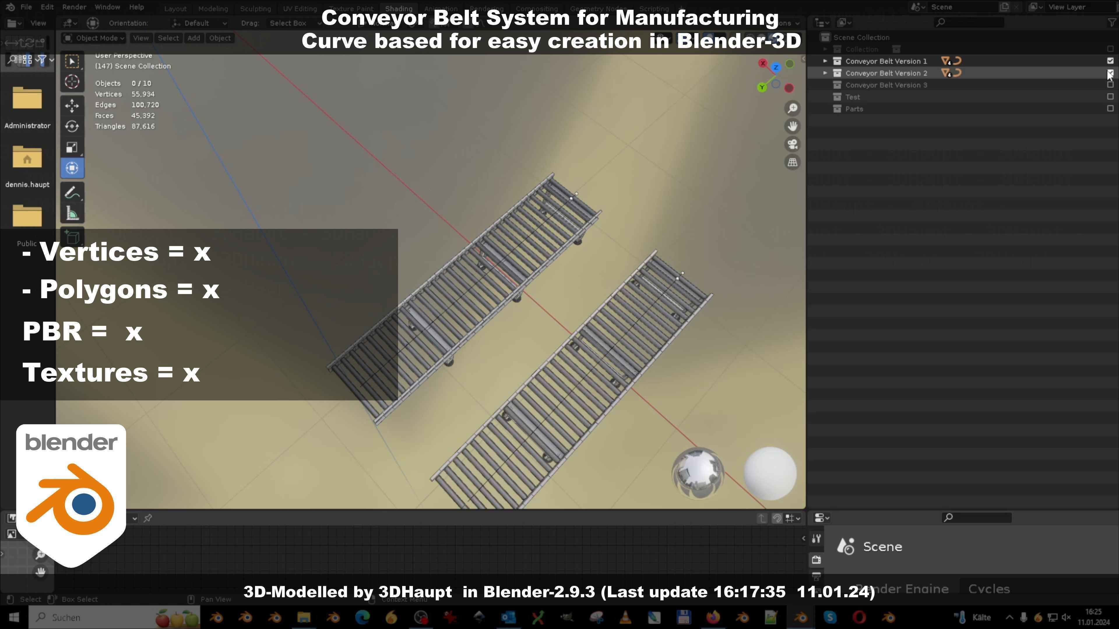 Conveyor belt system for Manufacturing 3D model_141
