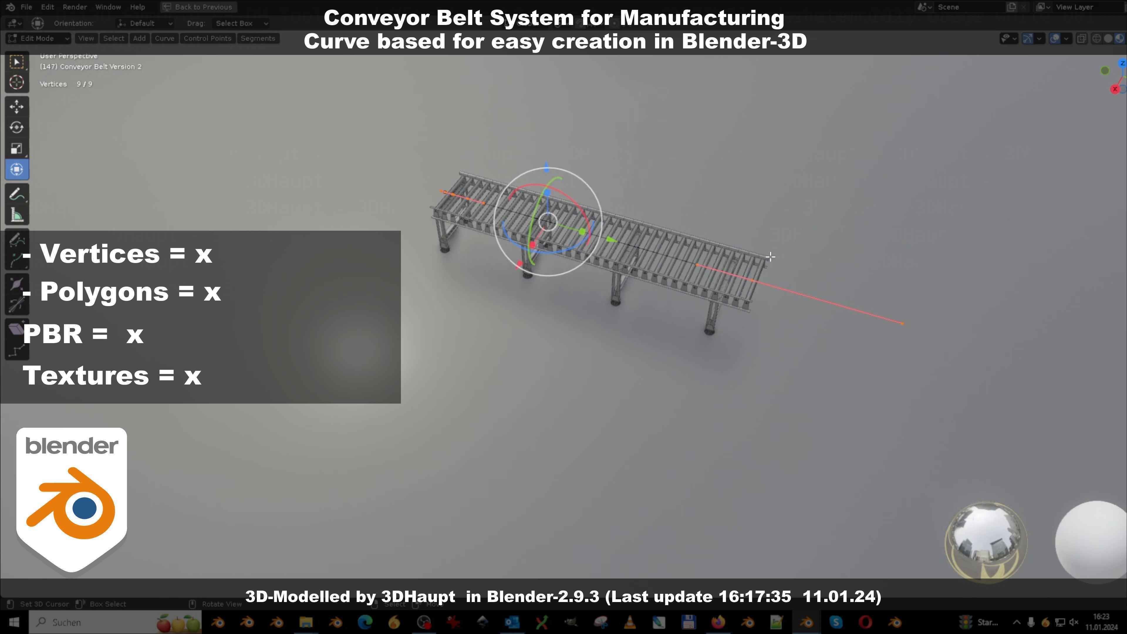 Conveyor belt system for Manufacturing 3D model_83