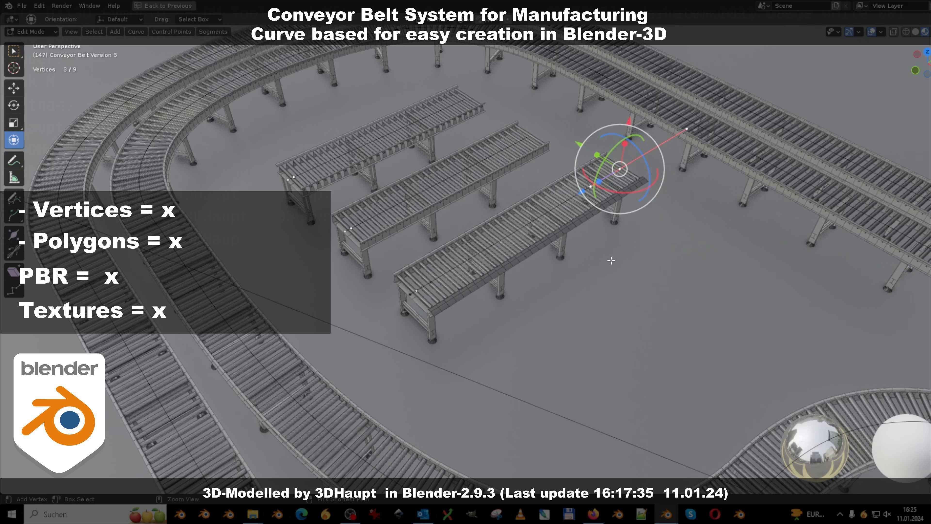 Conveyor belt system for Manufacturing 3D model_133