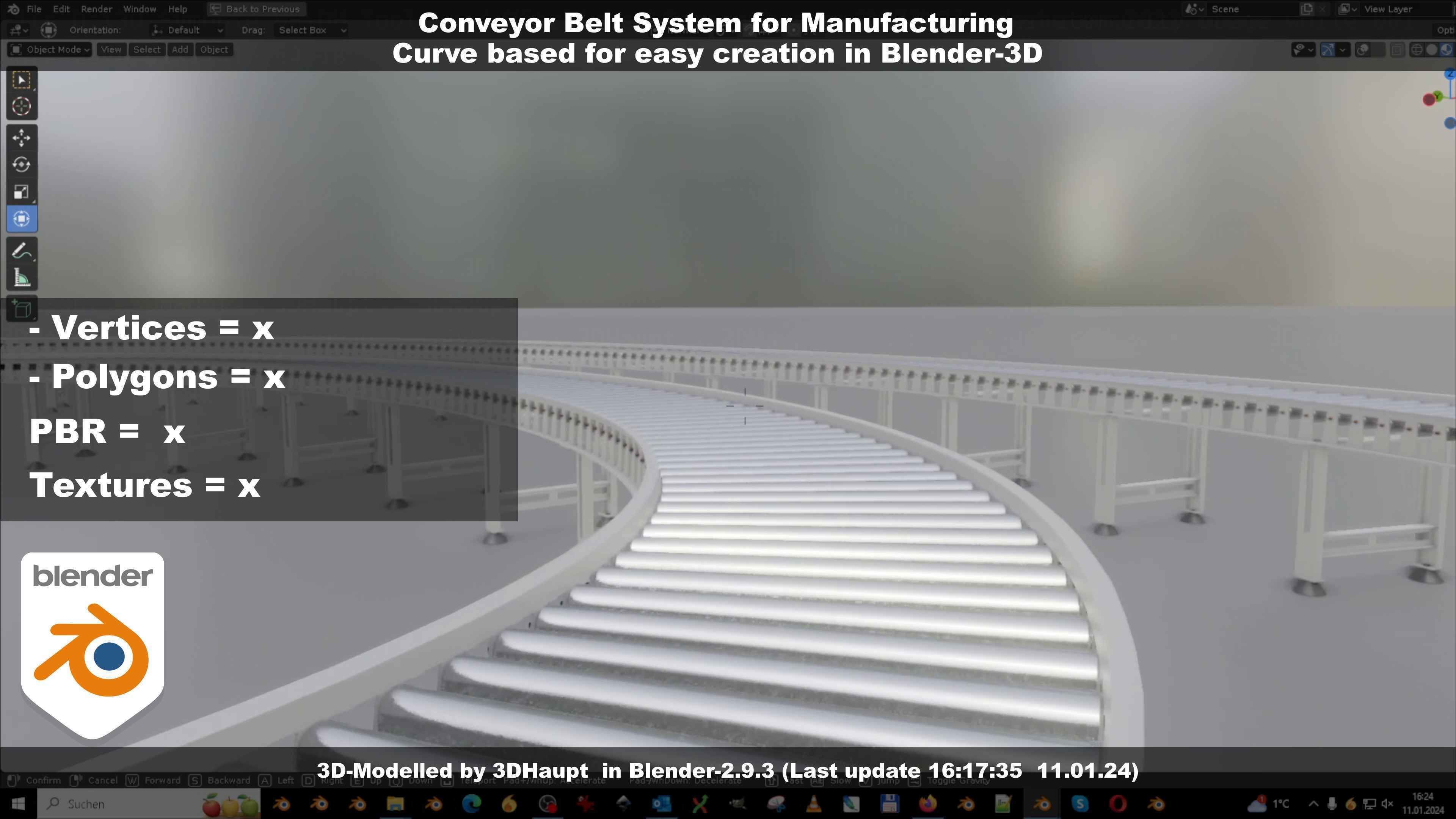 Conveyor belt system for Manufacturing 3D model_22