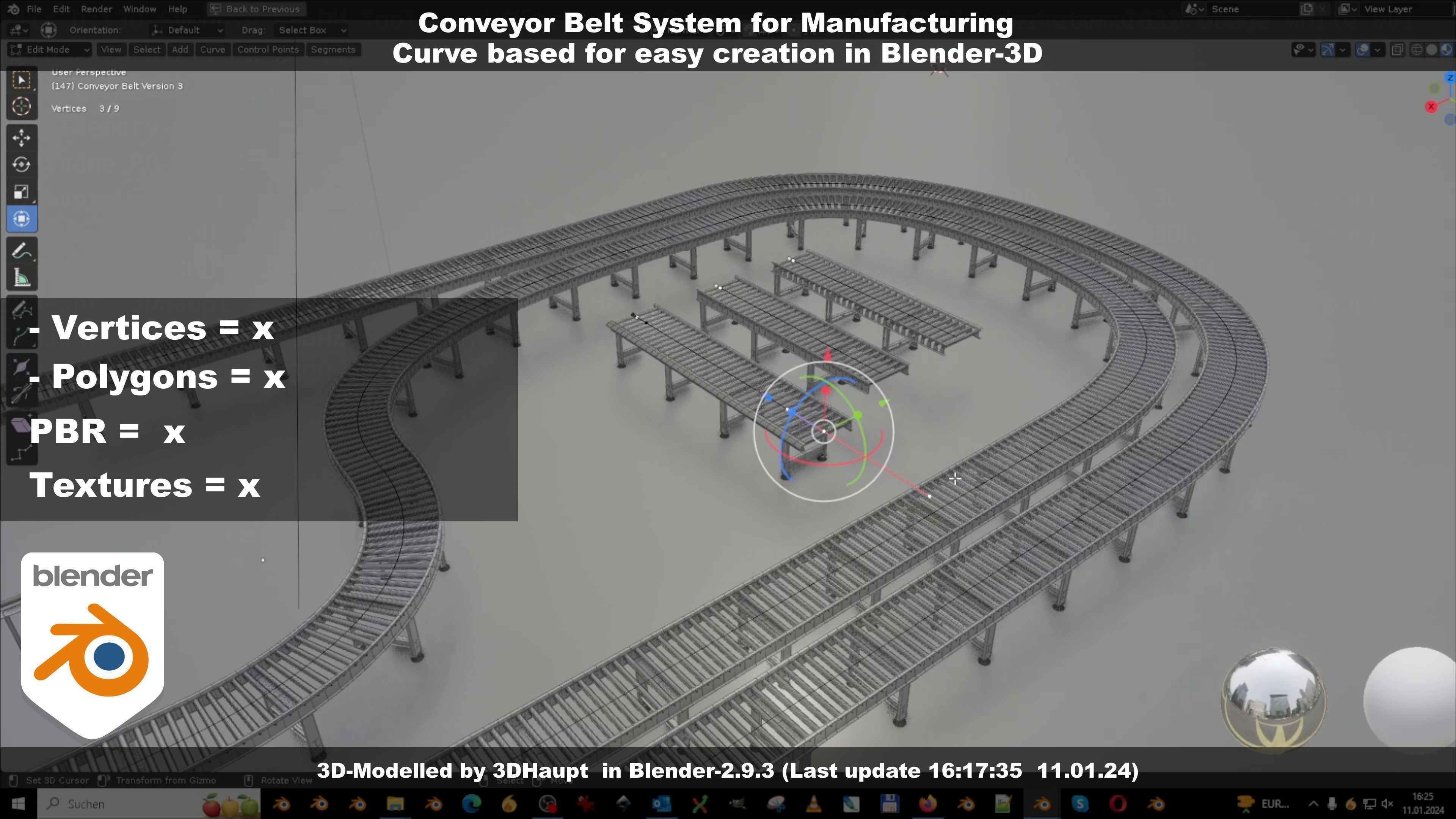 Conveyor belt system for Manufacturing 3D model_33