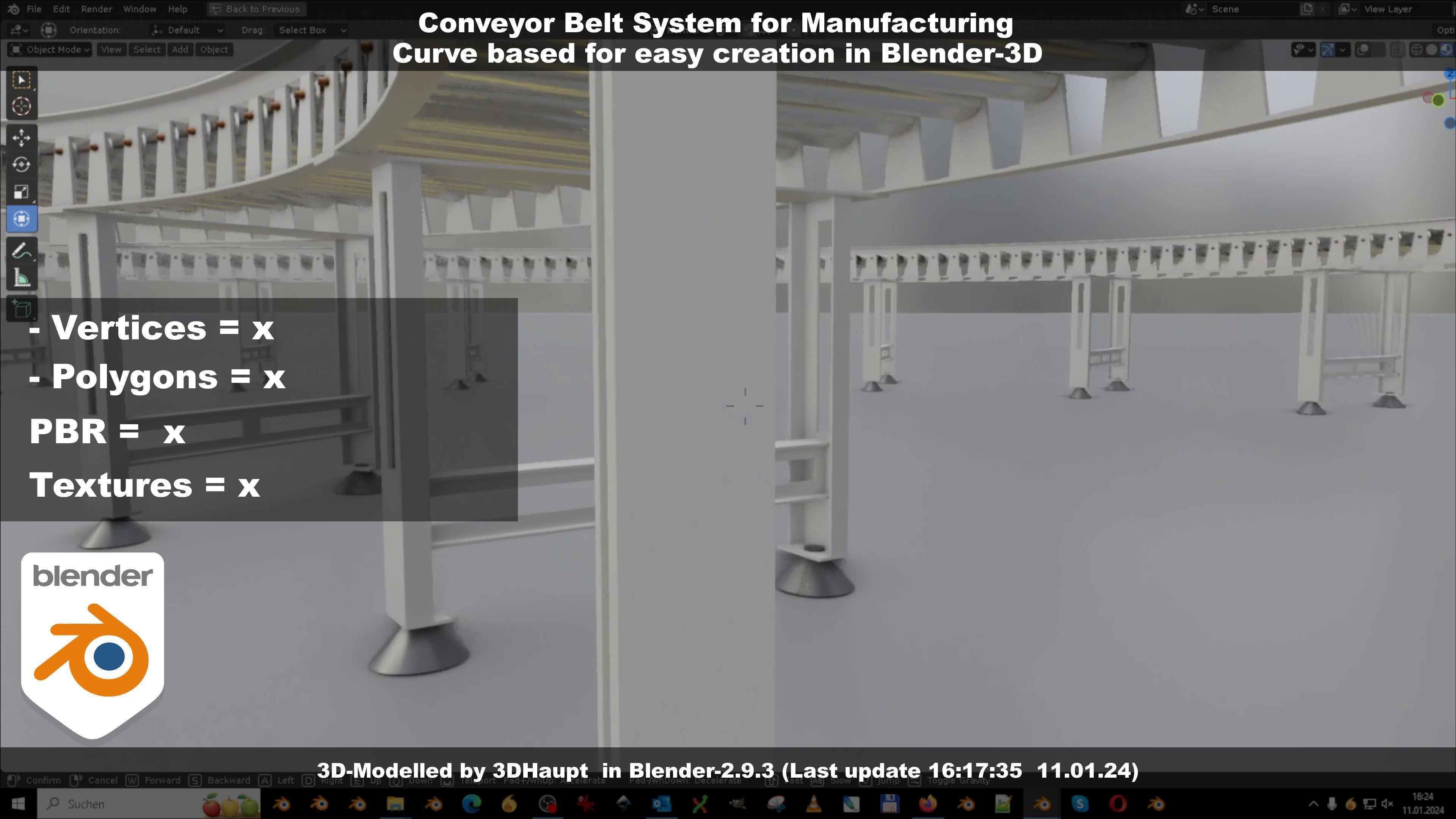 Conveyor belt system for Manufacturing 3D model_72