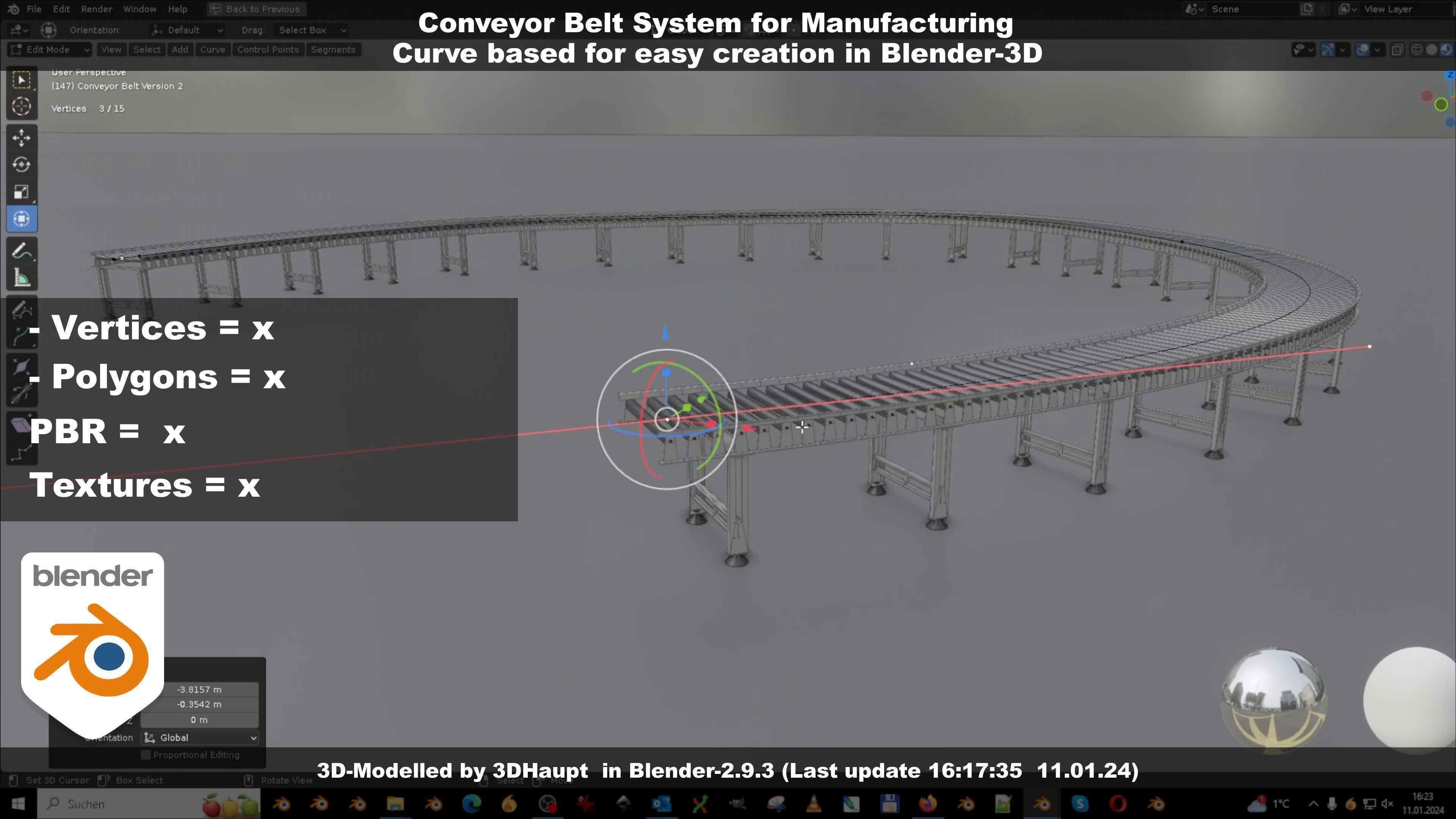 Conveyor belt system for Manufacturing 3D model_109