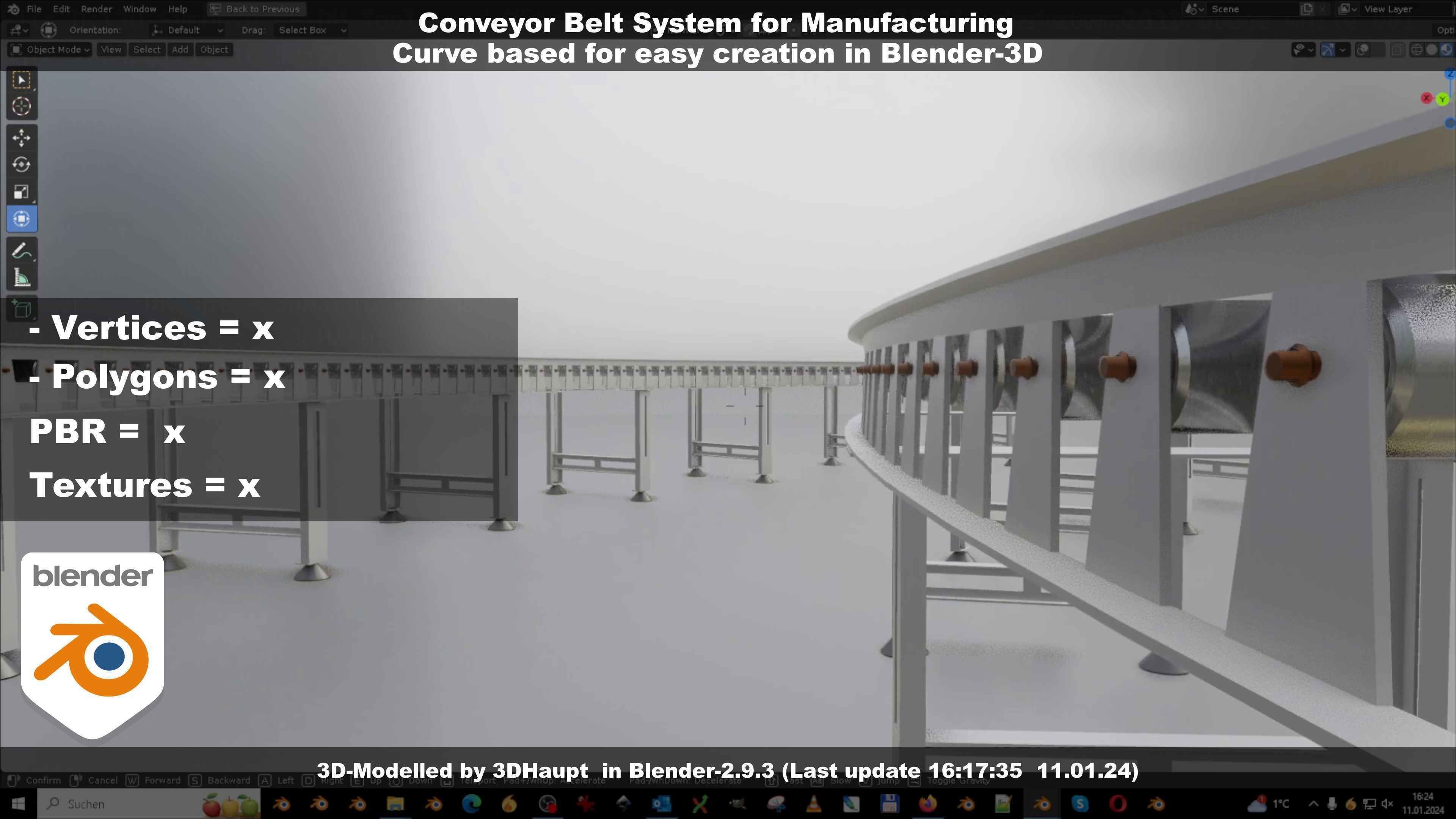 Conveyor belt system for Manufacturing 3D model_70