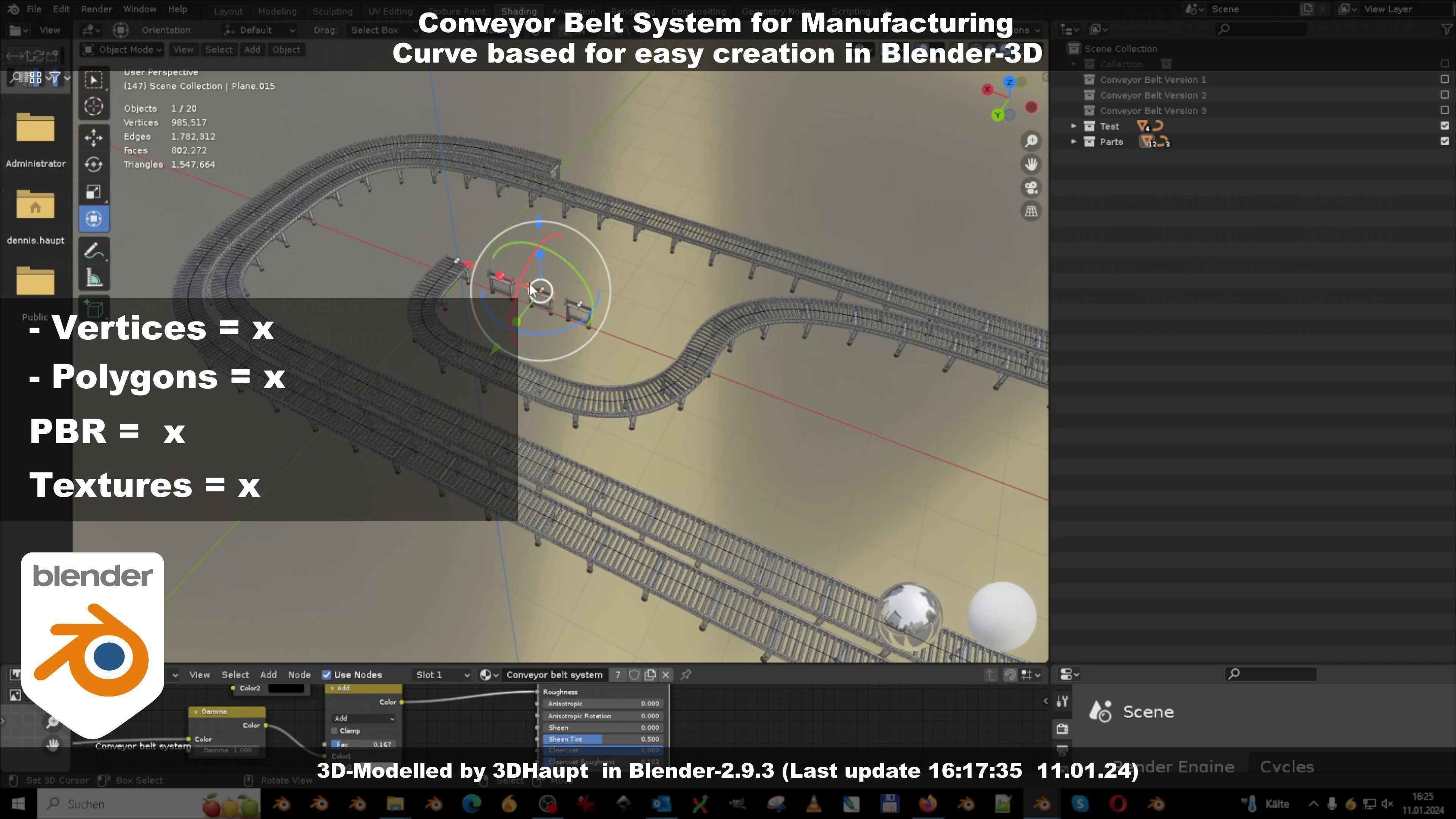 Conveyor belt system for Manufacturing 3D model_96