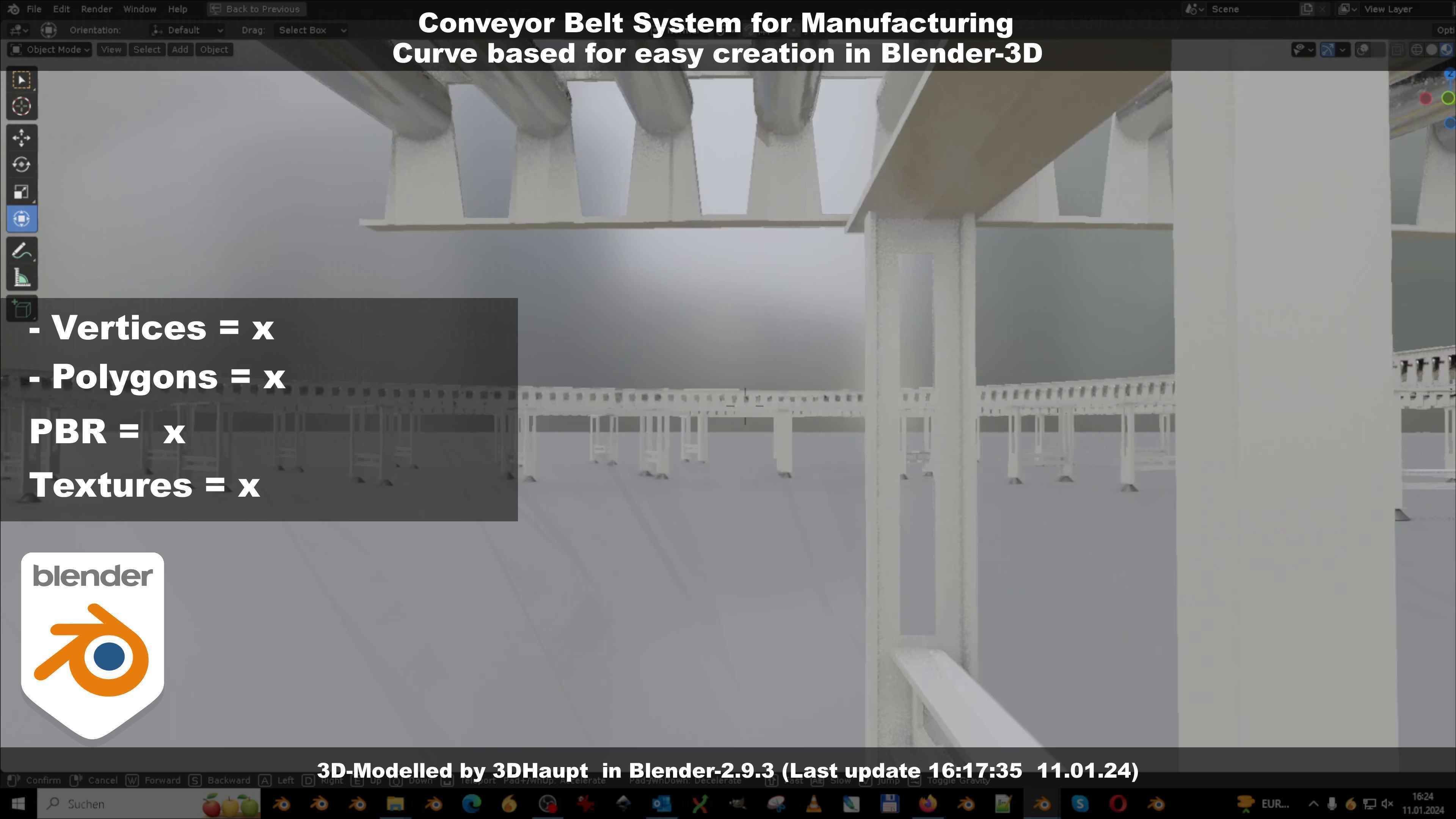 Conveyor belt system for Manufacturing 3D model_75
