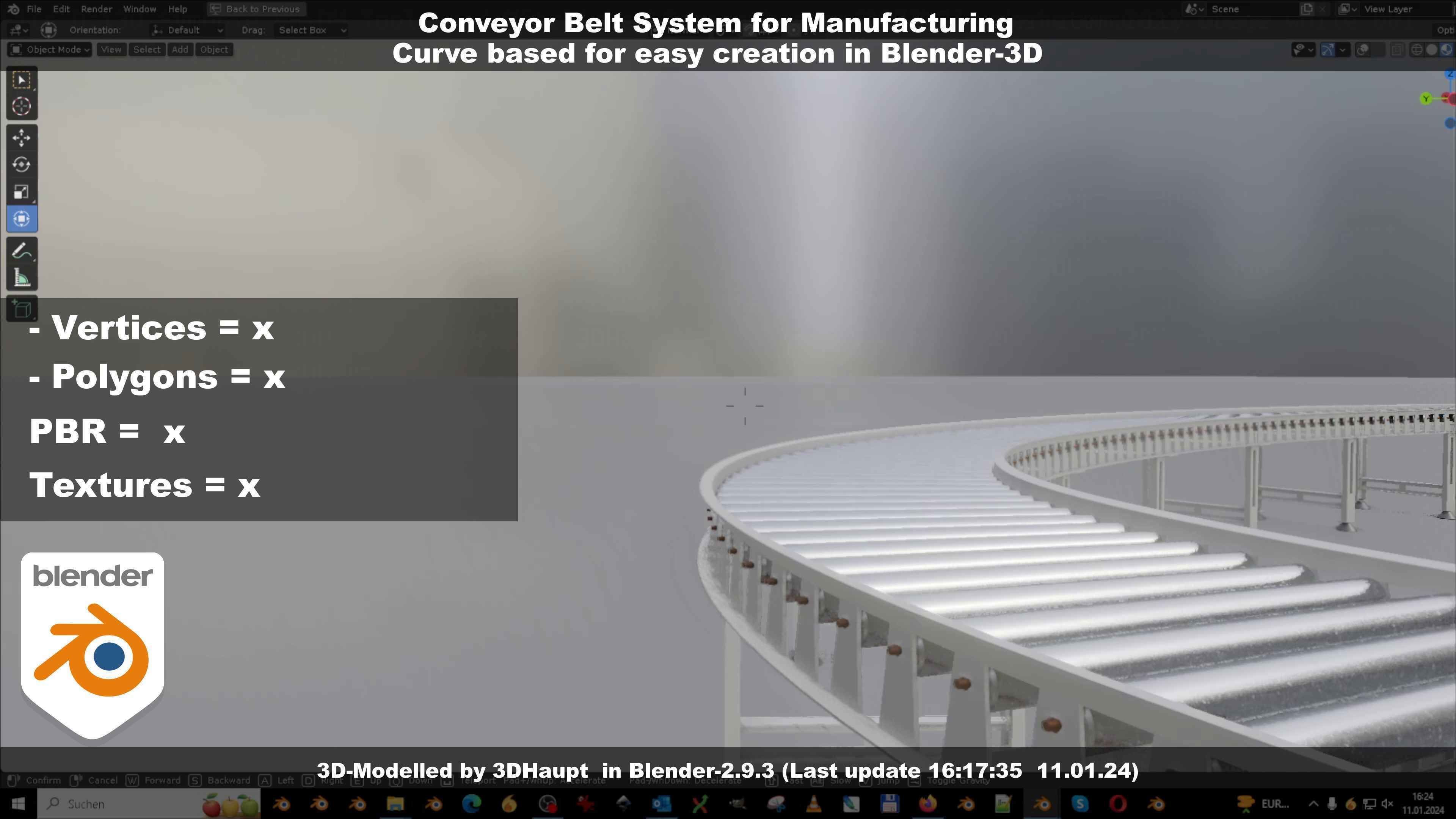 Conveyor belt system for Manufacturing 3D model_122