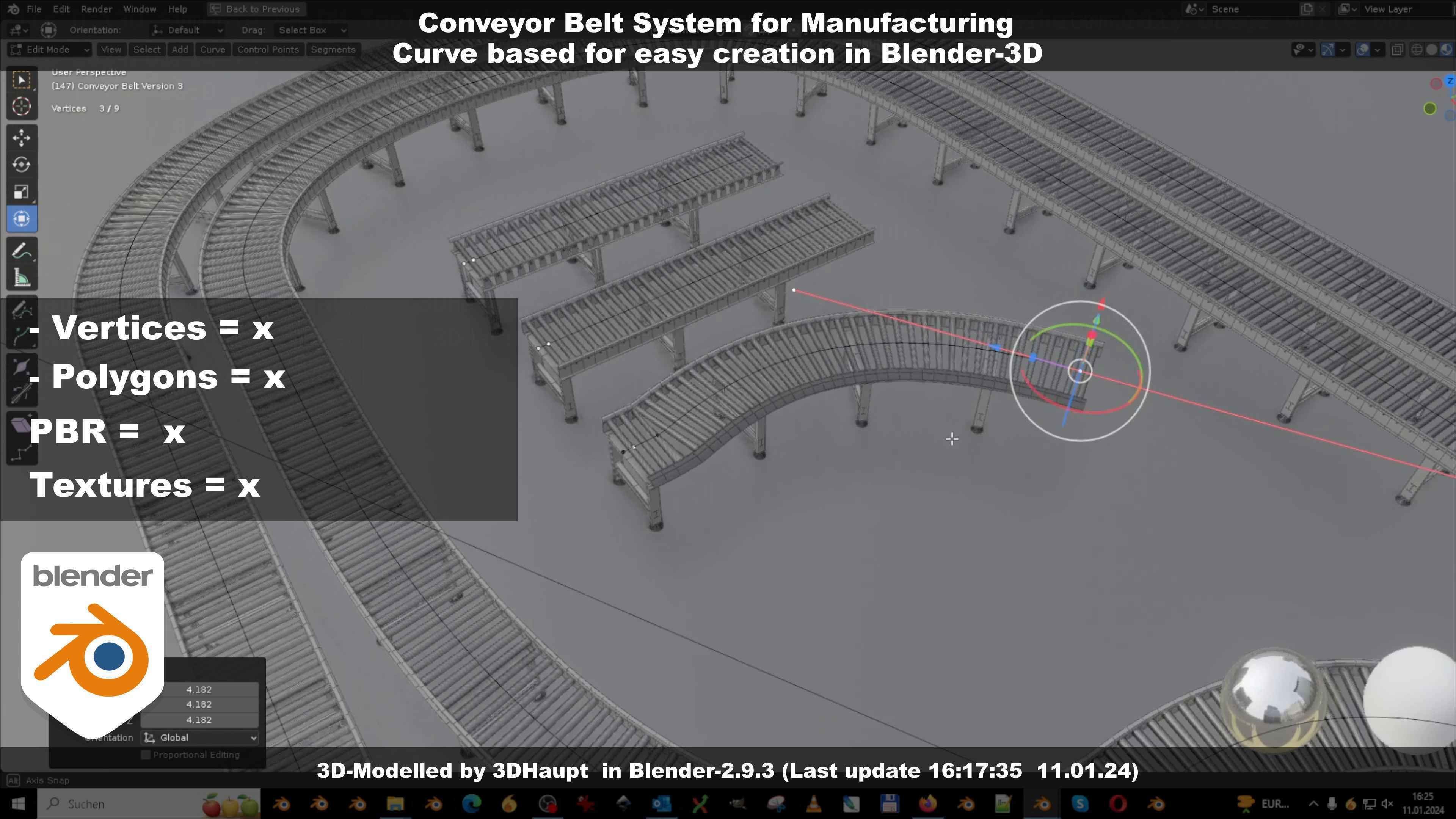 Conveyor belt system for Manufacturing 3D model_89