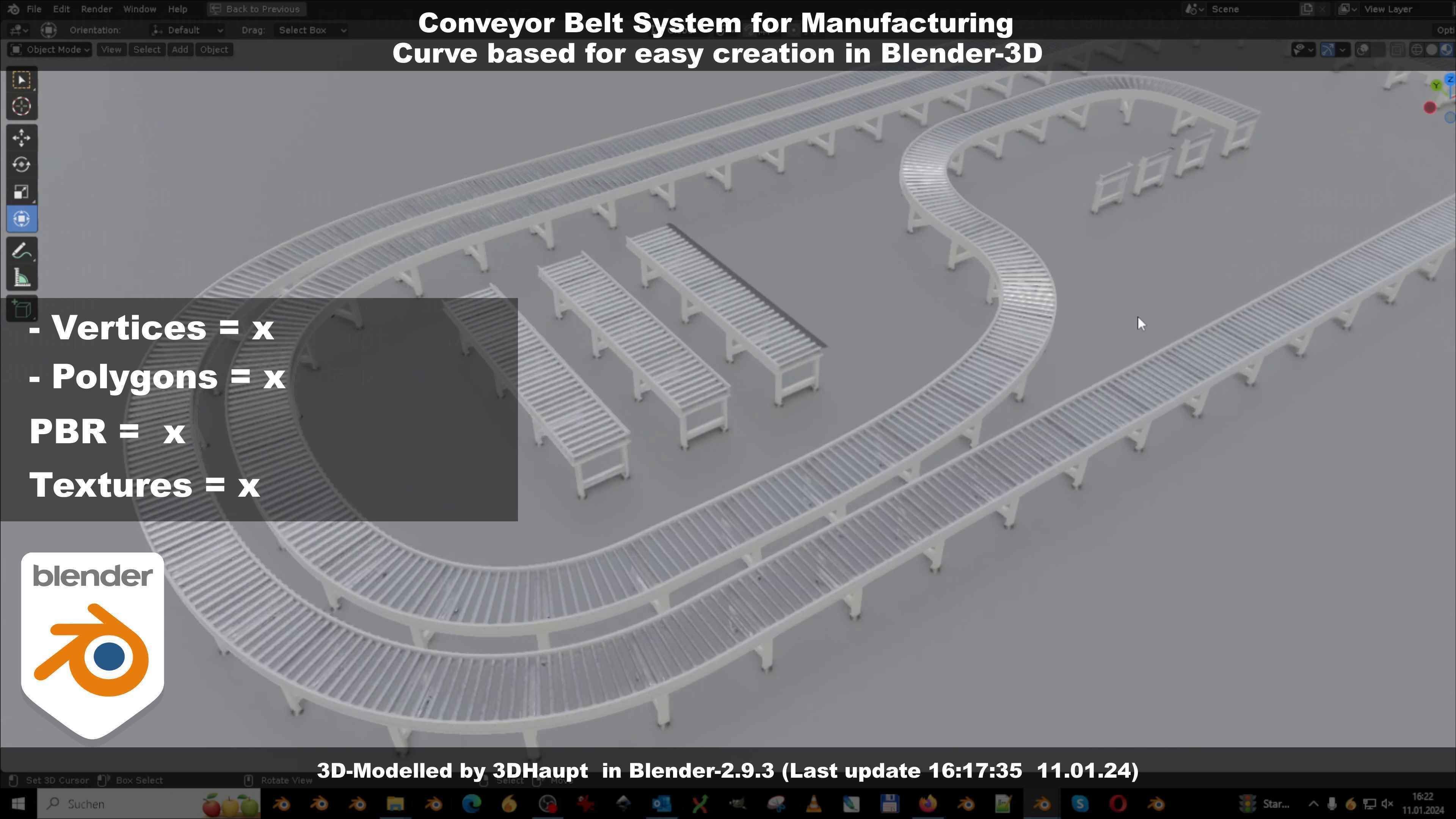 Conveyor belt system for Manufacturing 3D model_105