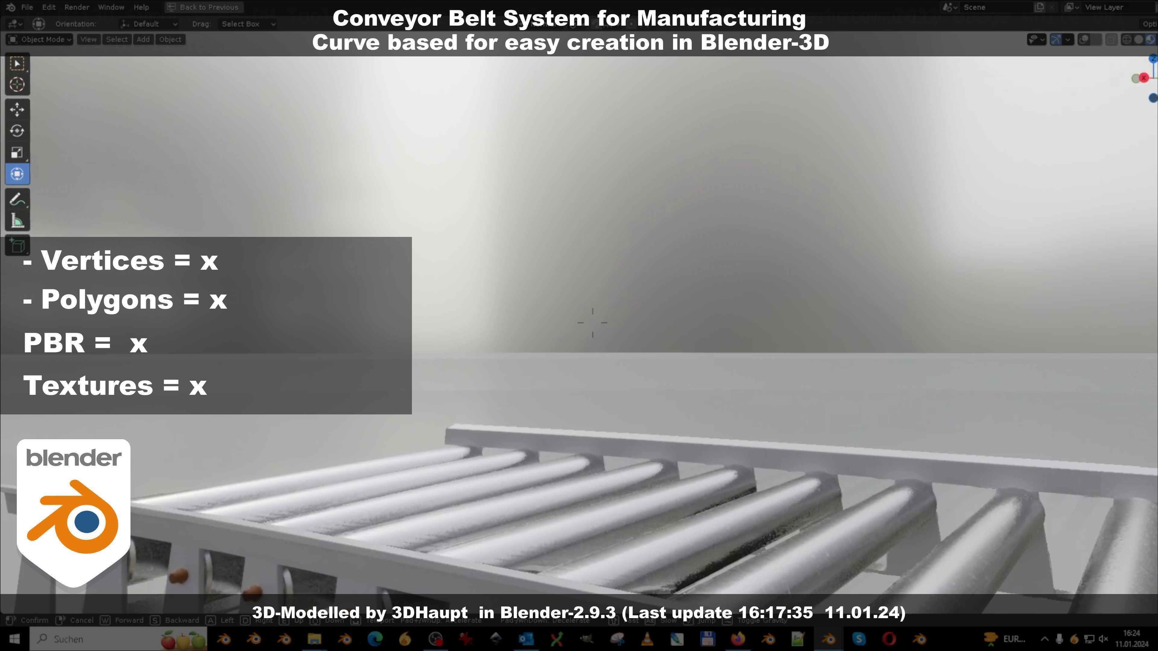 Conveyor belt system for Manufacturing 3D model_26
