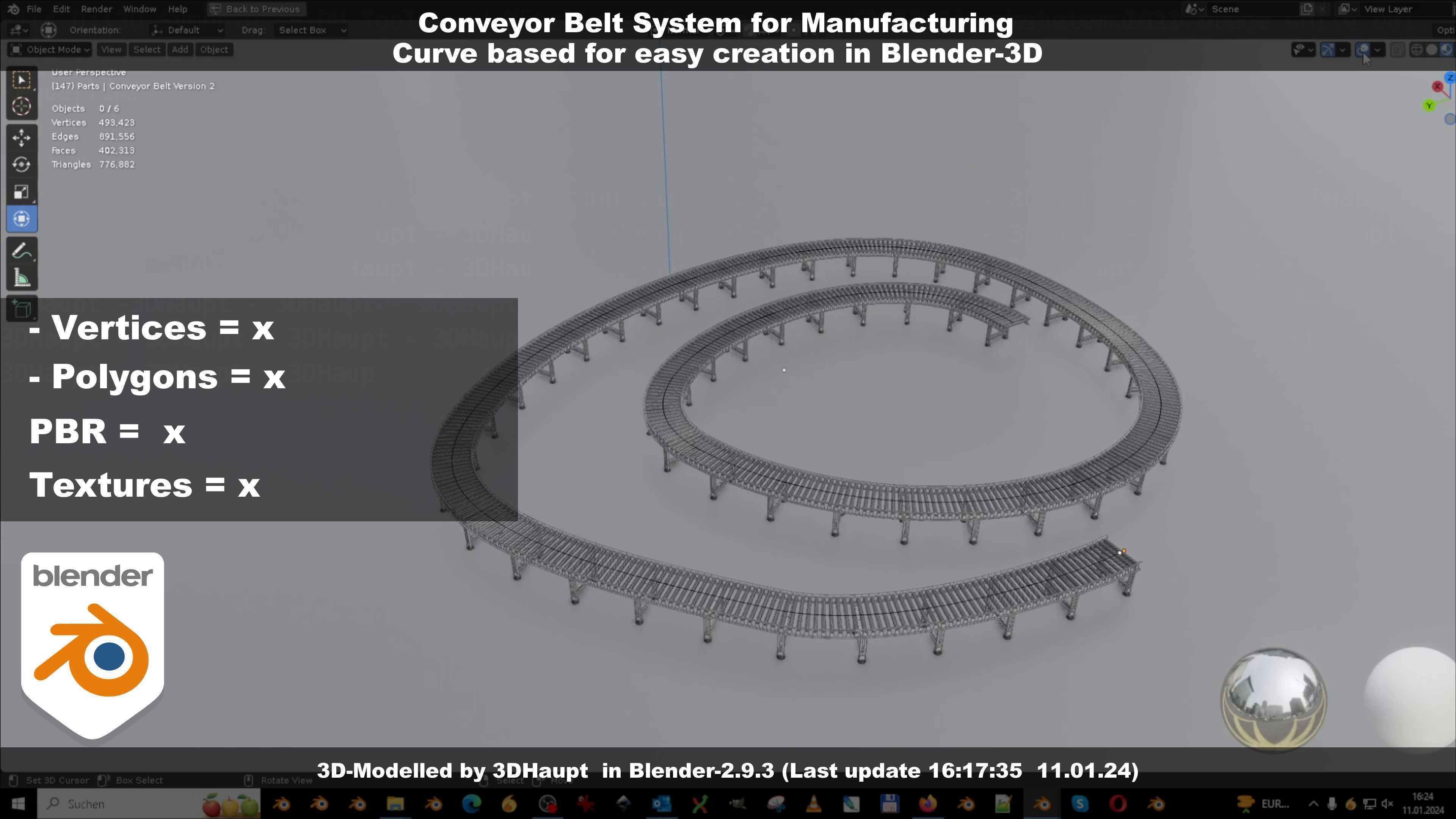 Conveyor belt system for Manufacturing 3D model_76