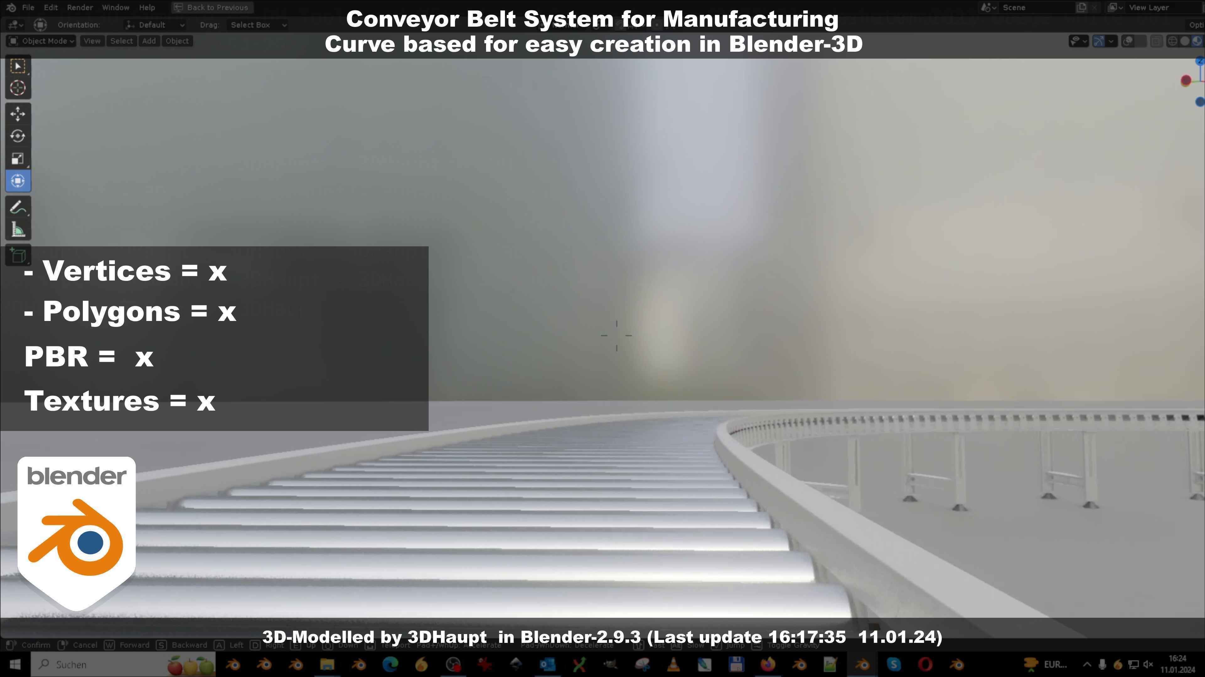 Conveyor belt system for Manufacturing 3D model_74