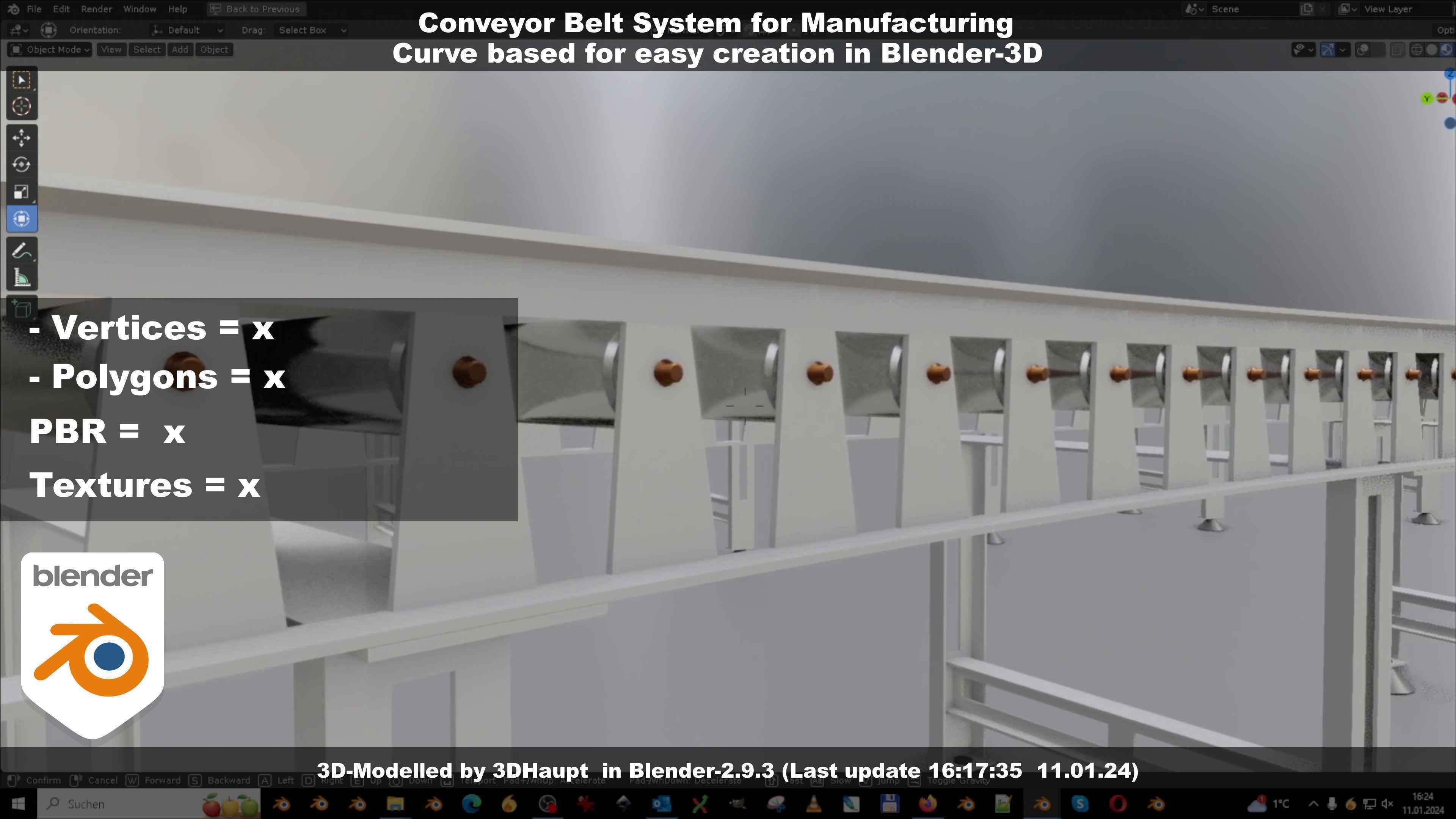 Conveyor belt system for Manufacturing 3D model_23