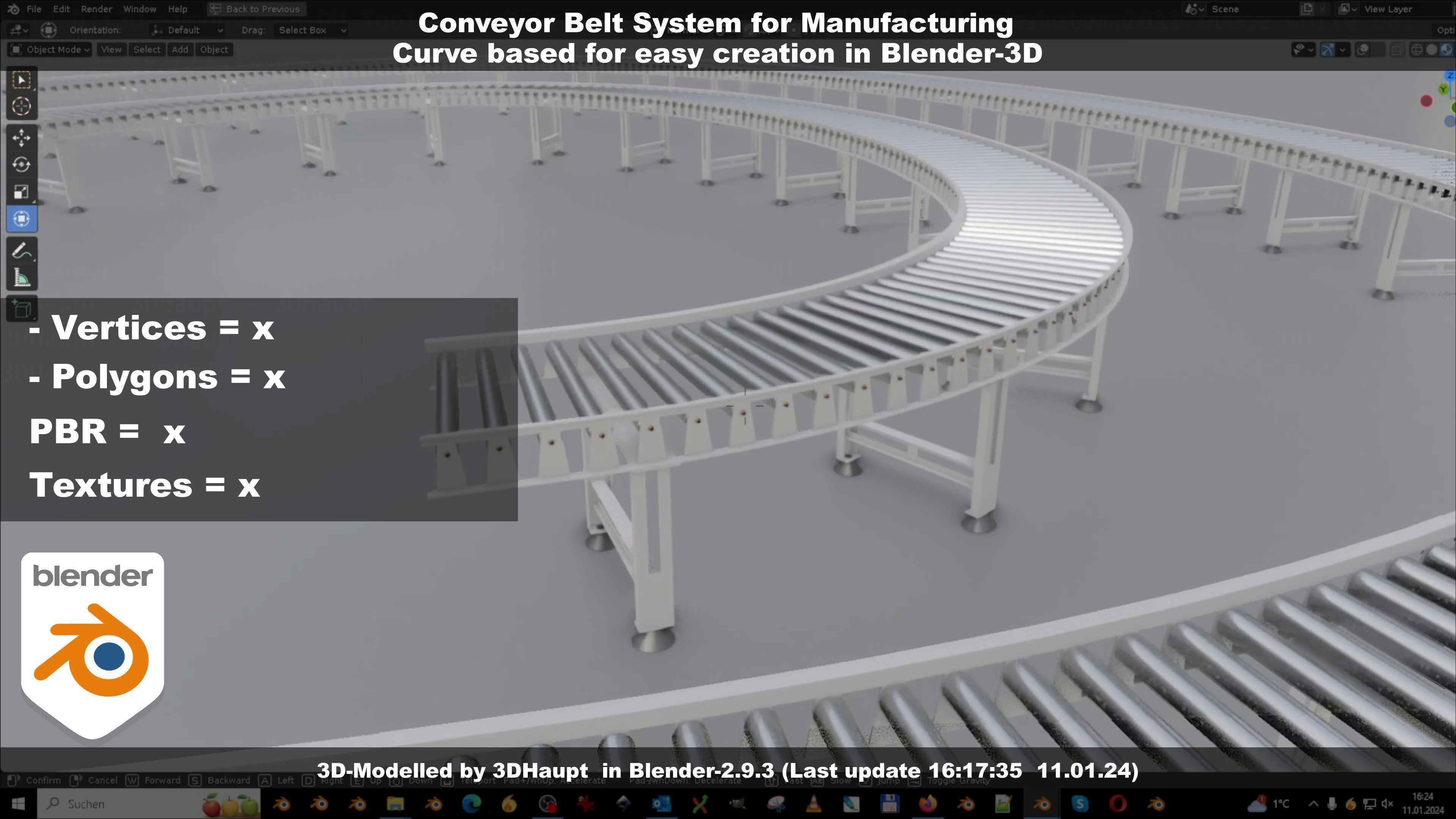 Conveyor belt system for Manufacturing 3D model_68
