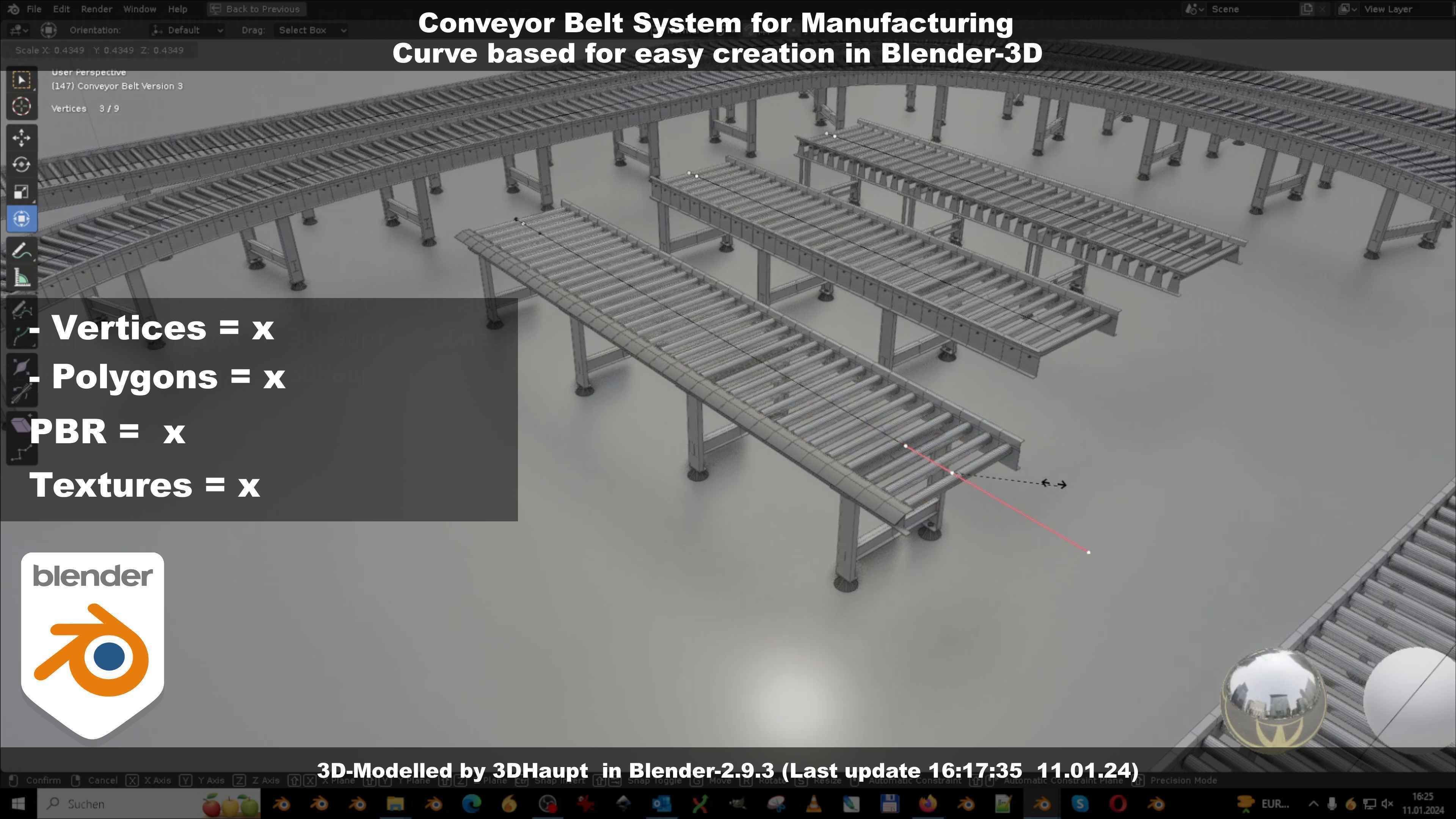 Conveyor belt system for Manufacturing 3D model_127