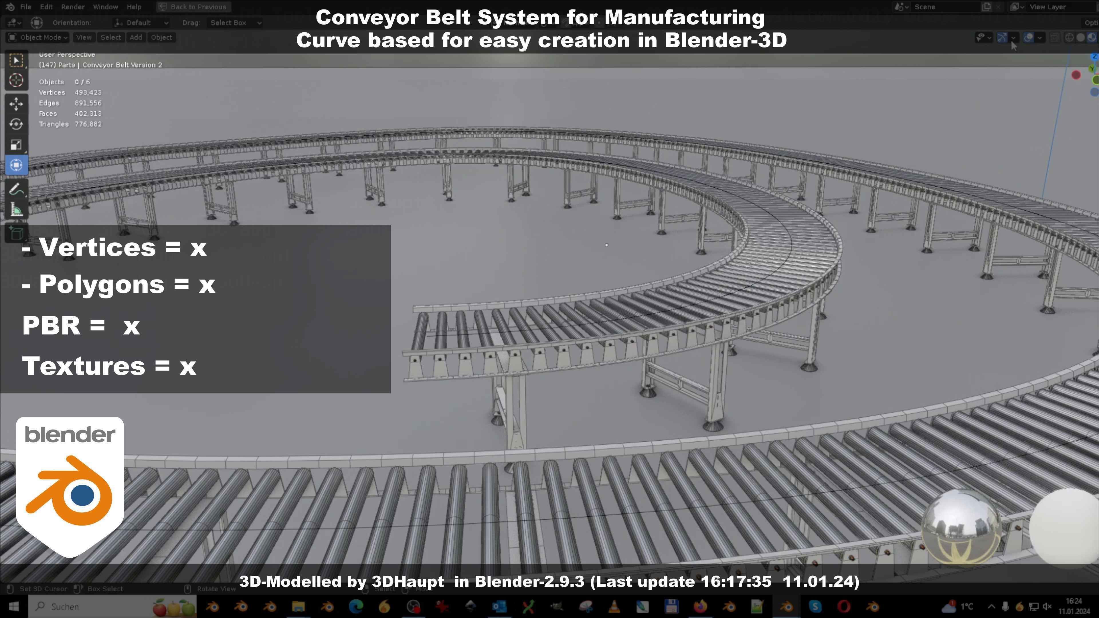 Conveyor belt system for Manufacturing 3D model_137