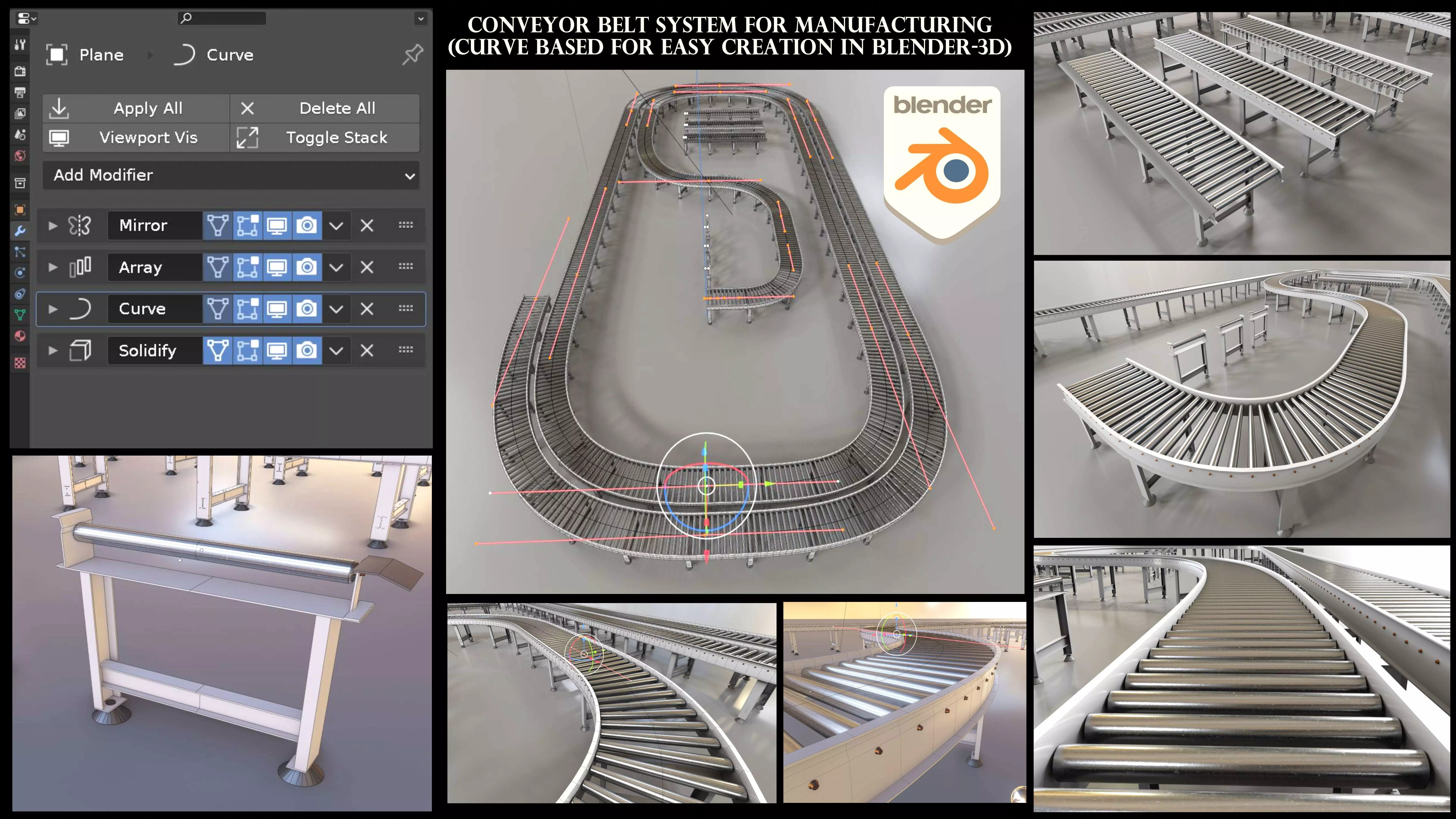 Conveyor belt system for Manufacturing 3D model_0