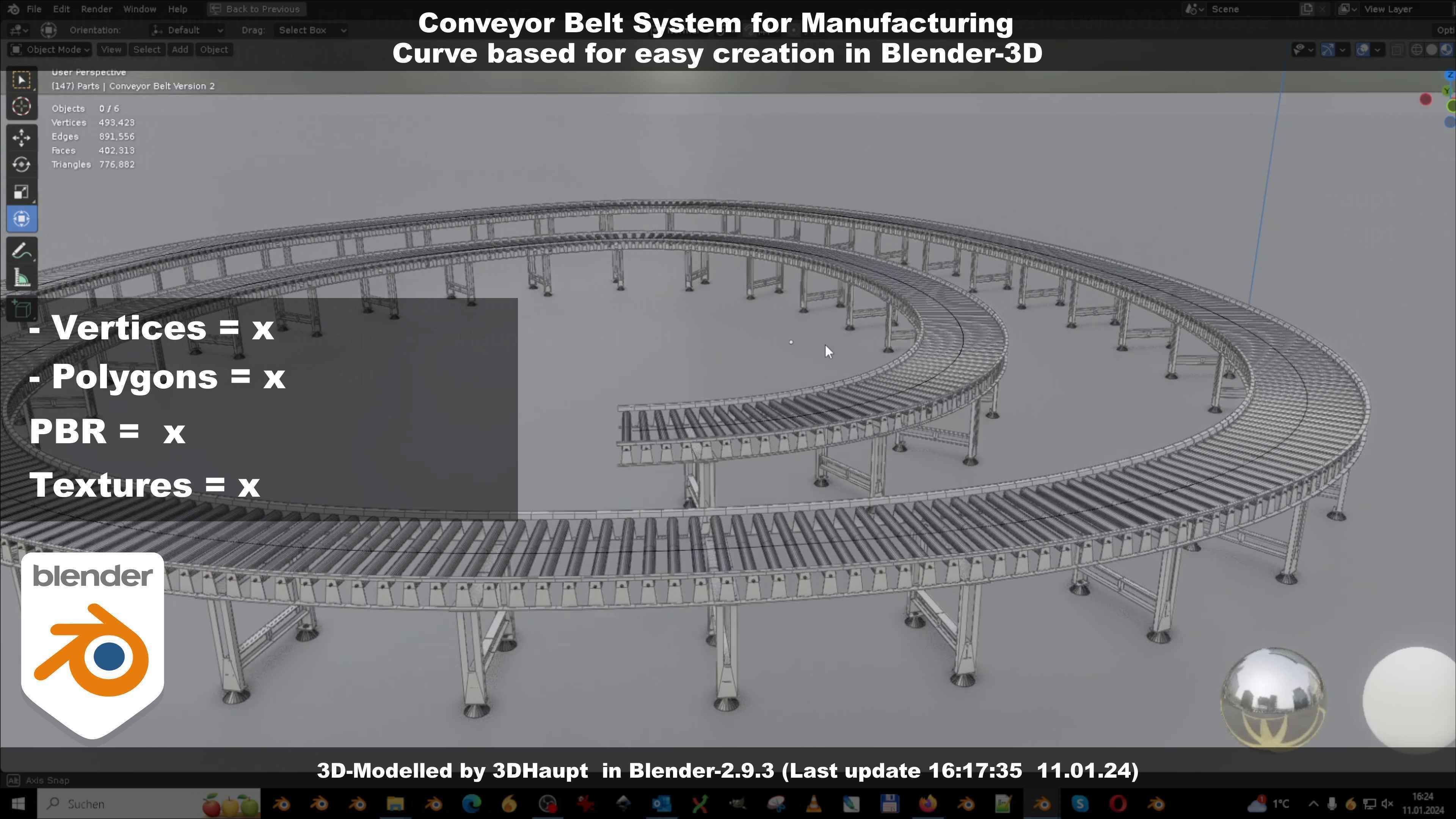 Conveyor belt system for Manufacturing 3D model_66
