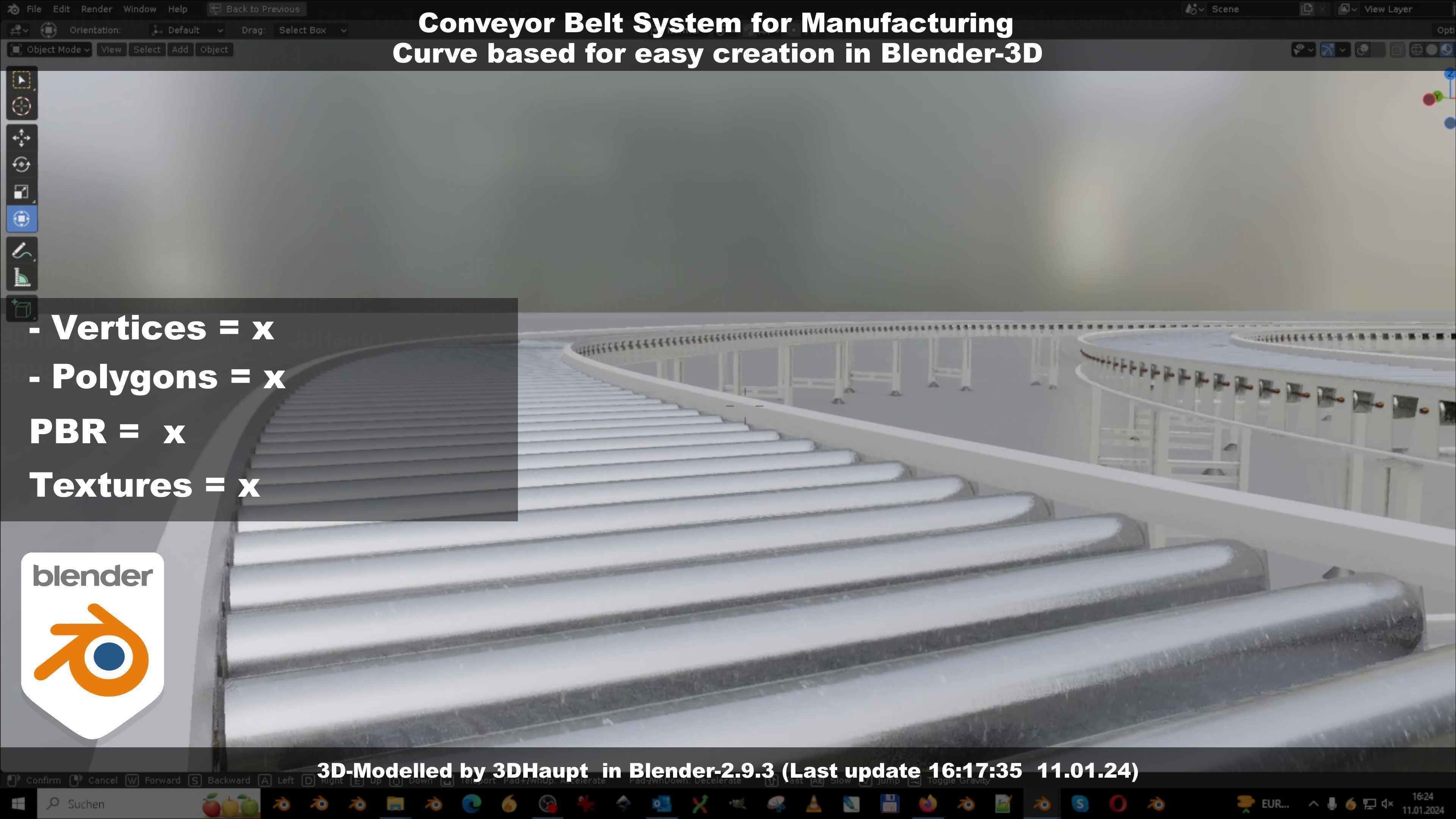 Conveyor belt system for Manufacturing 3D model_145