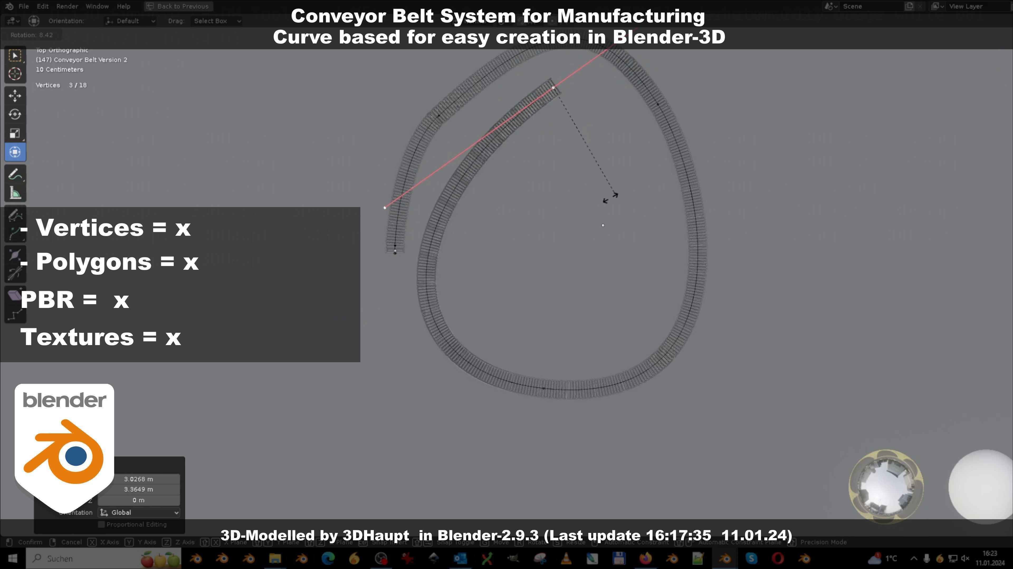 Conveyor belt system for Manufacturing 3D model_61