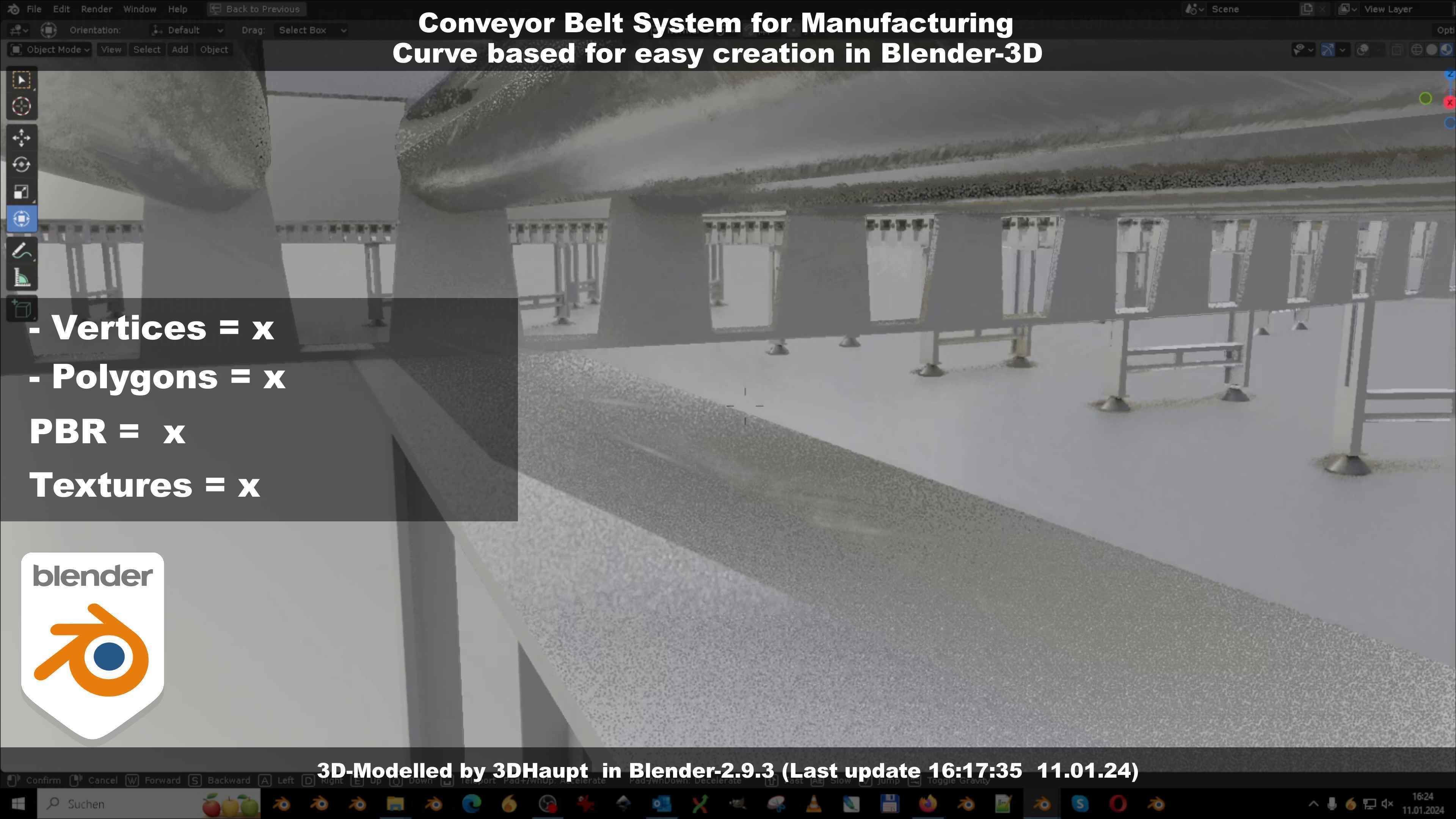 Conveyor belt system for Manufacturing 3D model_130