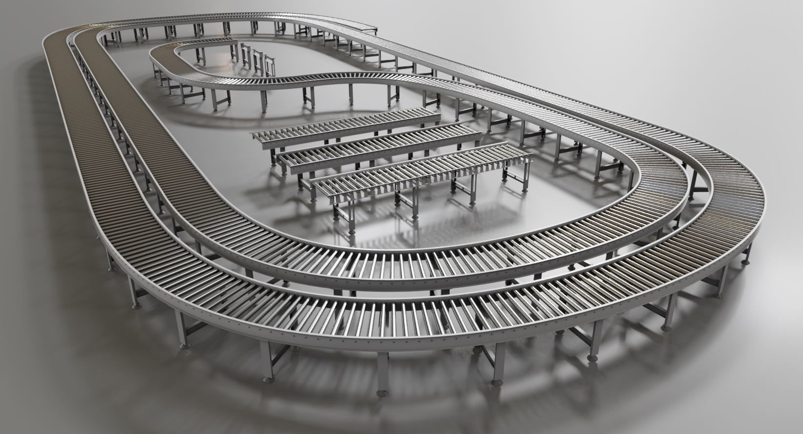 Conveyor belt system for Manufacturing 3D model_8