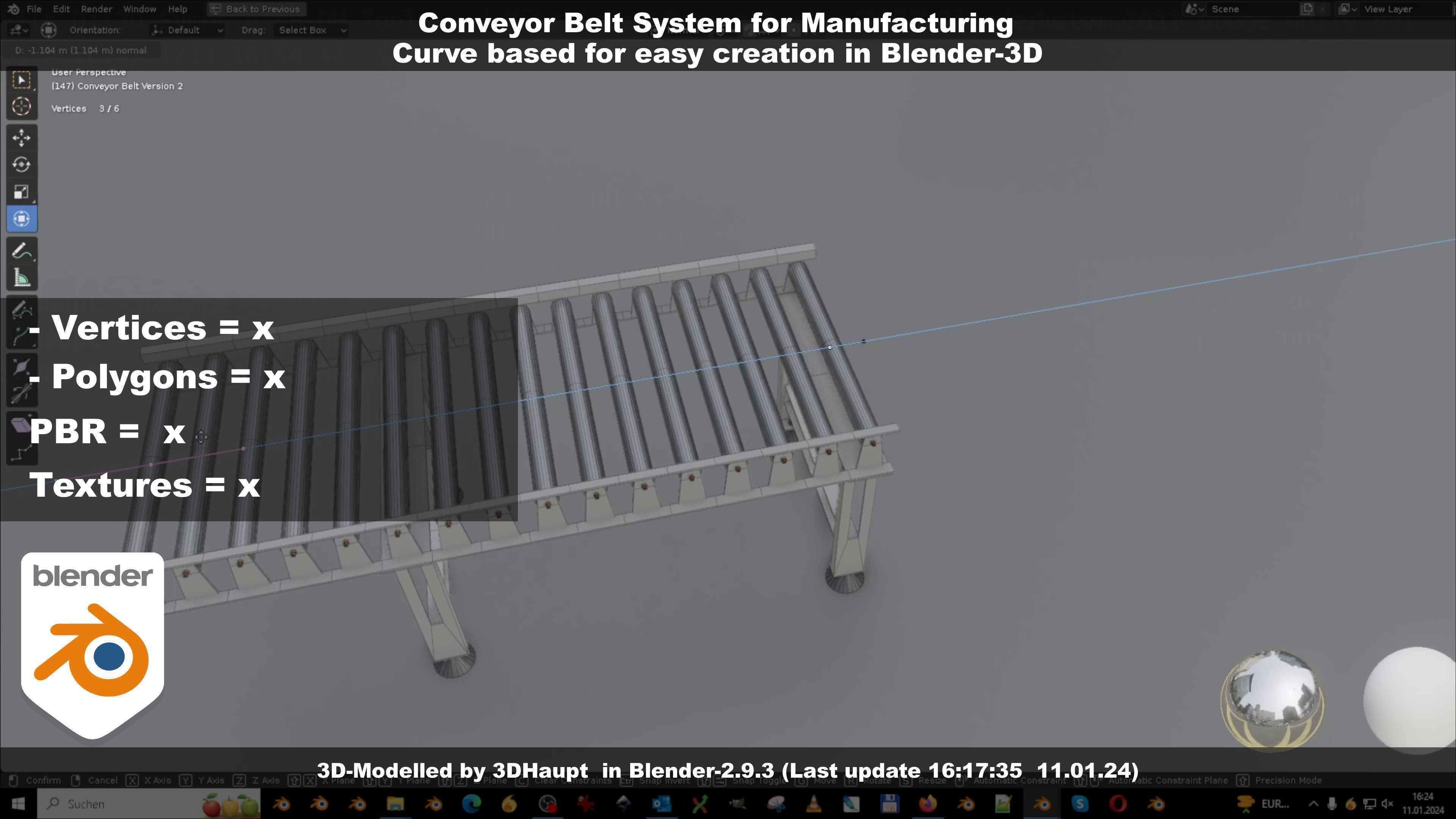 Conveyor belt system for Manufacturing 3D model_125