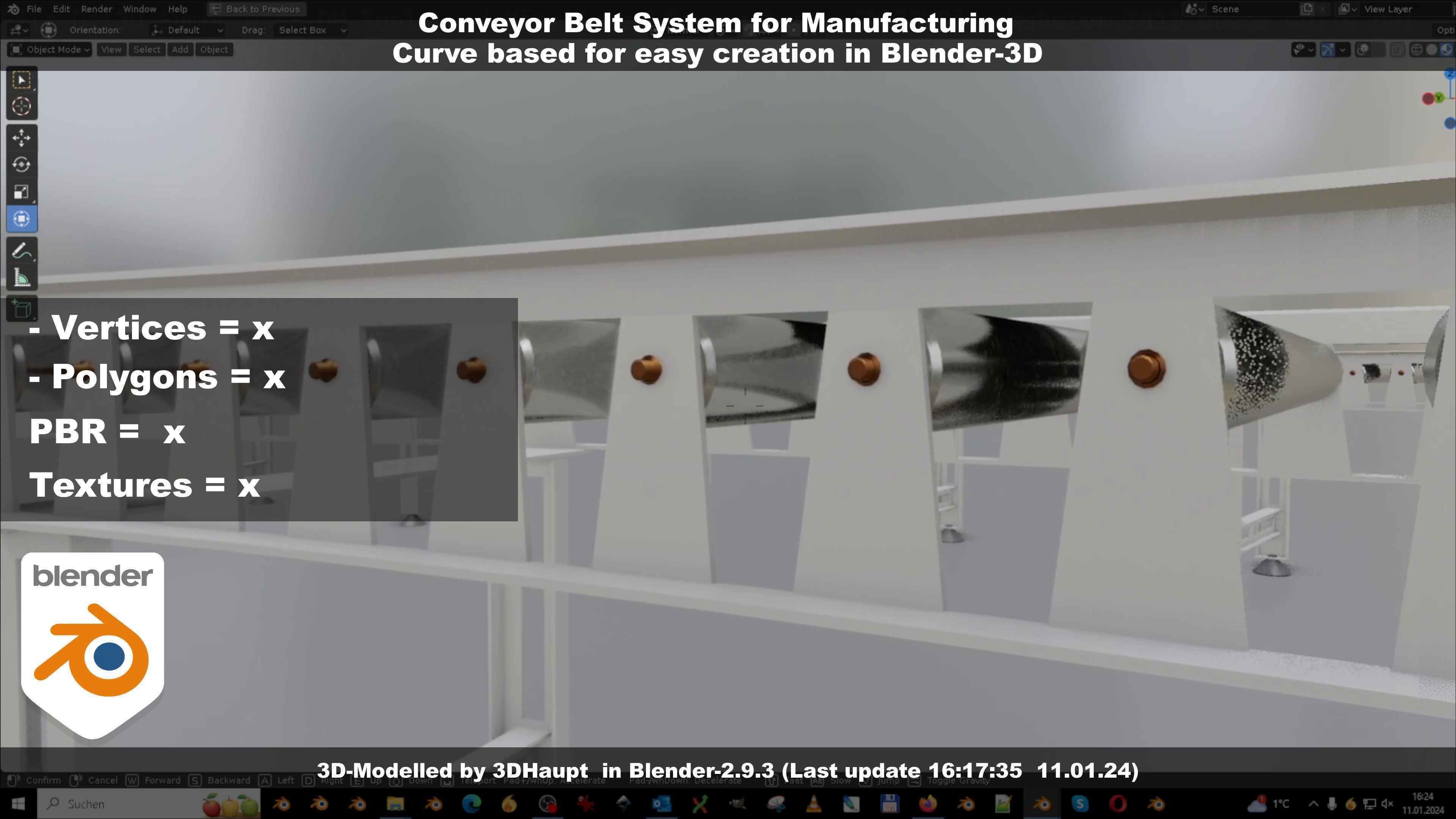 Conveyor belt system for Manufacturing 3D model_129